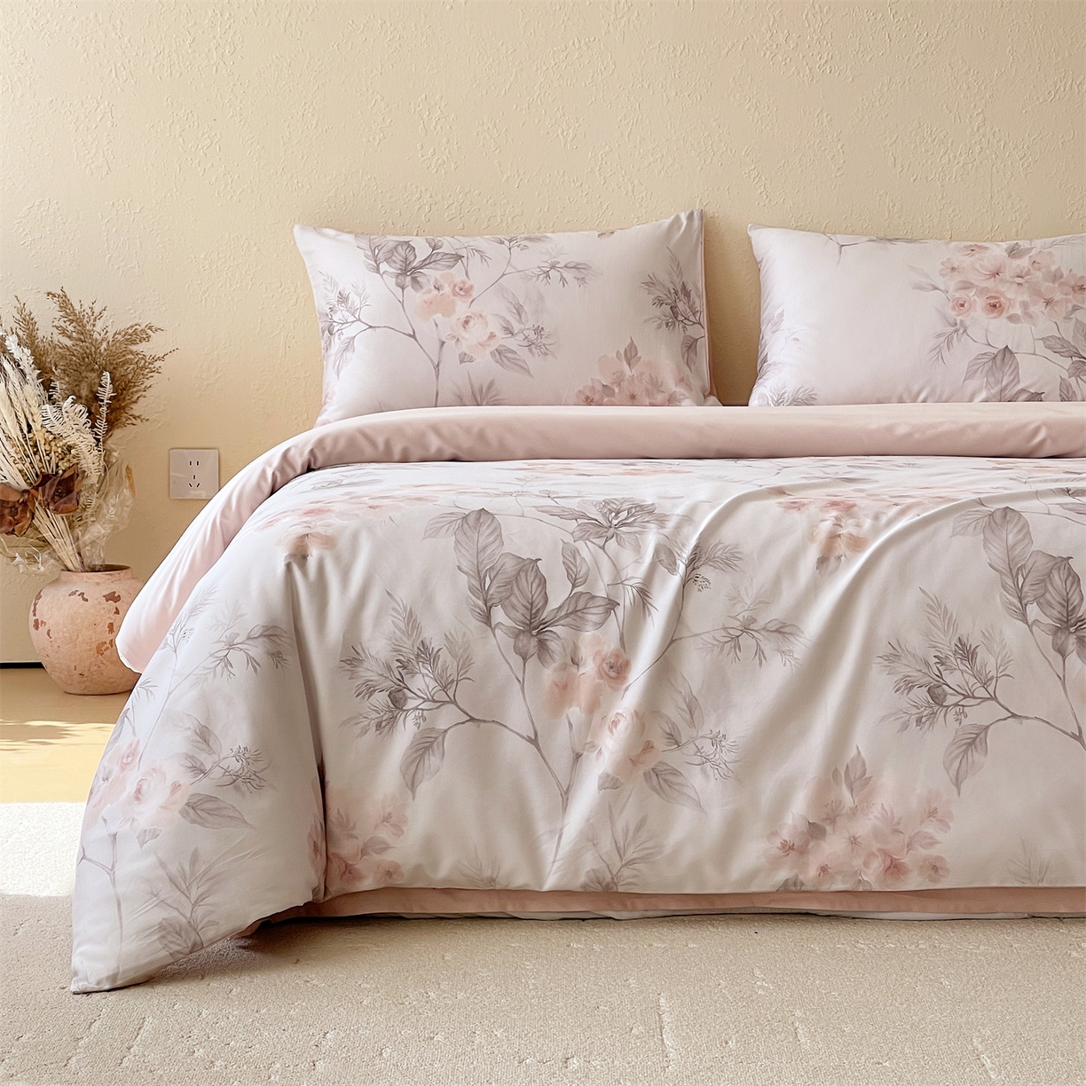 91家纺网 家纺一手货源 找家纺 （总）鼎飞家纺 2026新款100S长绒棉数码印花四件套-紫雾花语