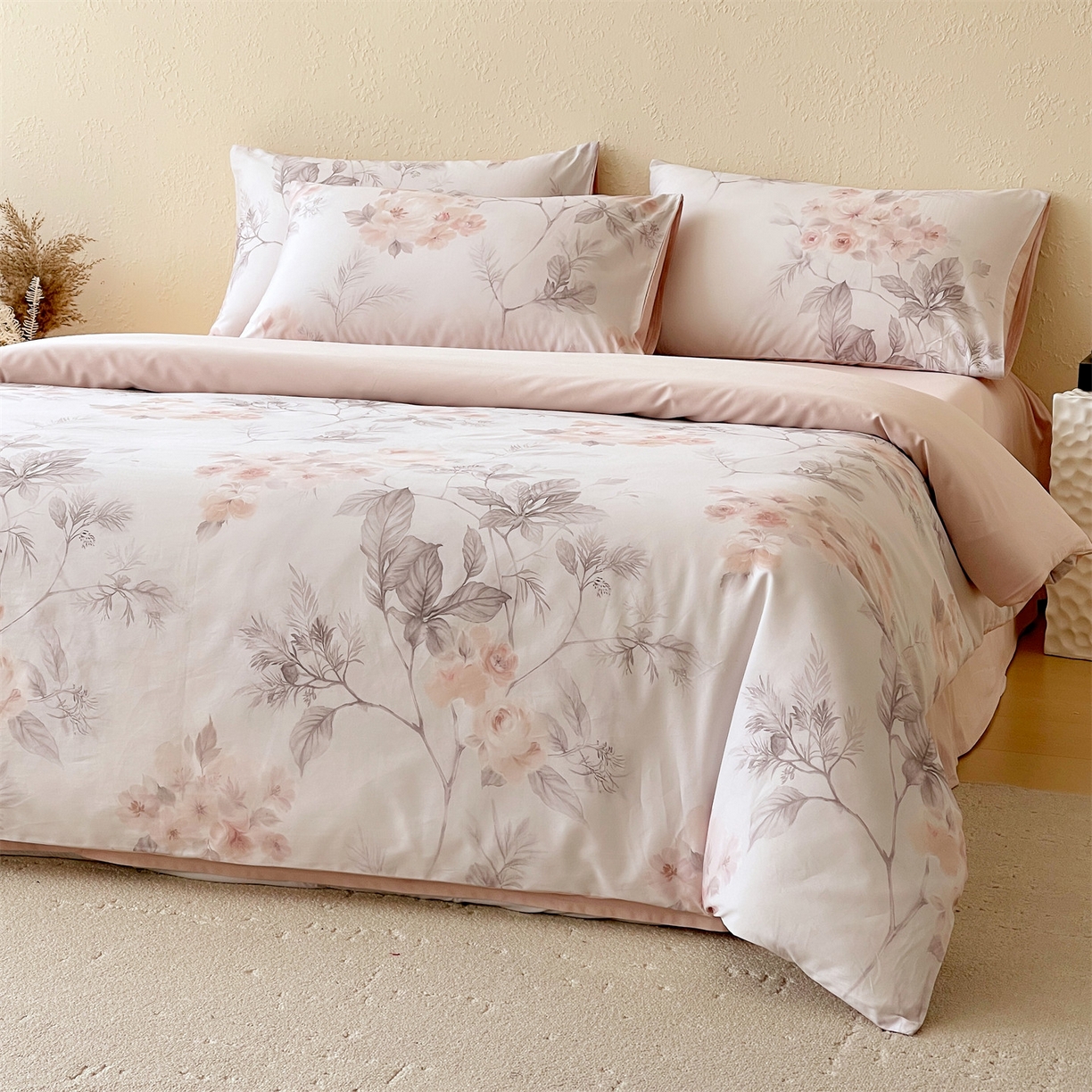 91家纺网 家纺一手货源 找家纺 （总）鼎飞家纺 2026新款100S长绒棉数码印花四件套-紫雾花语