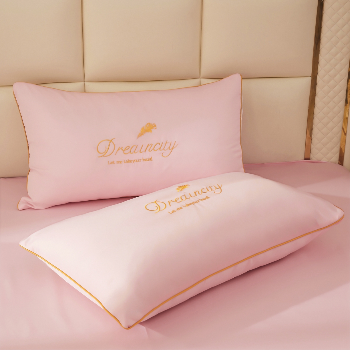 91家纺网 家纺一手货源 找家纺 好尚居 2026新款水洗真丝刺绣夏被被子被芯四件套 粉玉