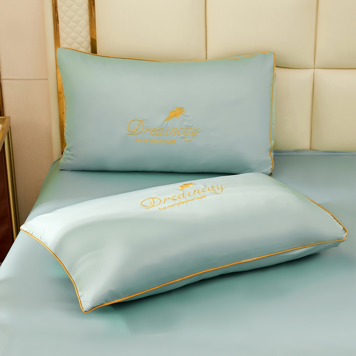 91家纺网 家纺一手货源 找家纺 好尚居 2026新款水洗真丝刺绣夏被被子被芯四件套 深海蓝