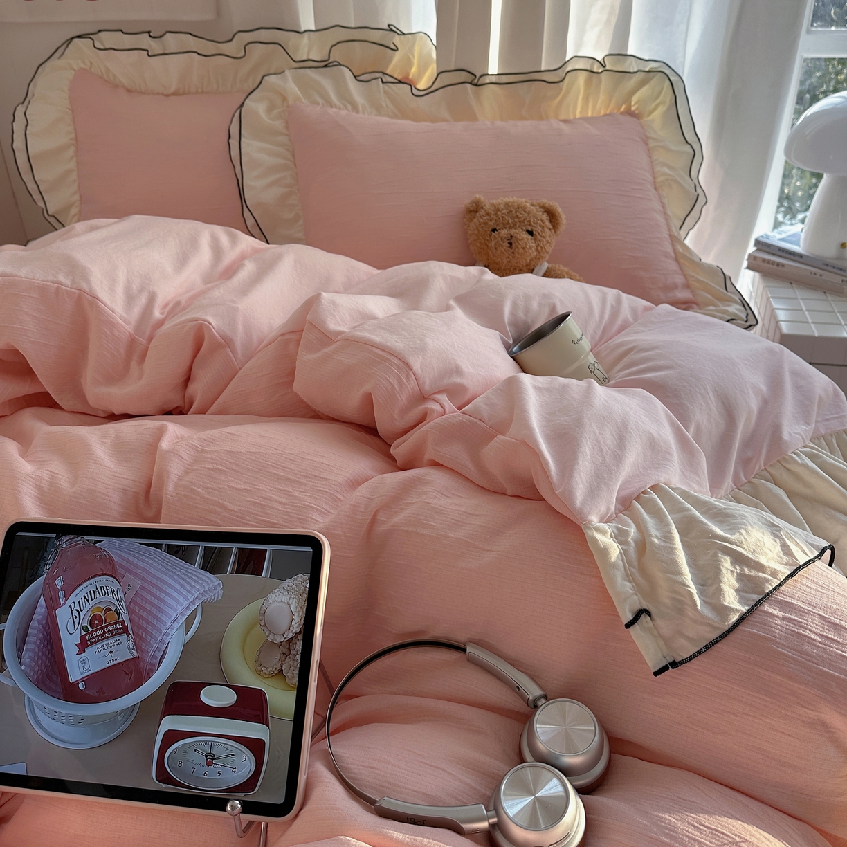 91家纺网 家纺一手货源 找家纺 （总）轻奢坊 2026新款皱皱纱双层密拷花边四件套-洛可可