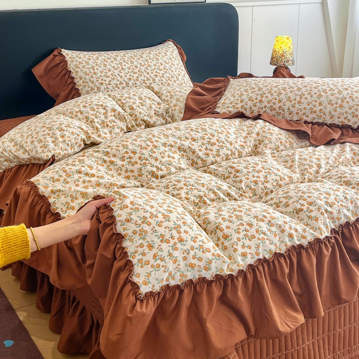 91家纺网 家纺一手货源 找家纺 （总）梦可莱家居 2026春夏新品法式复古大花边清新复古卡通系列床盖四件套