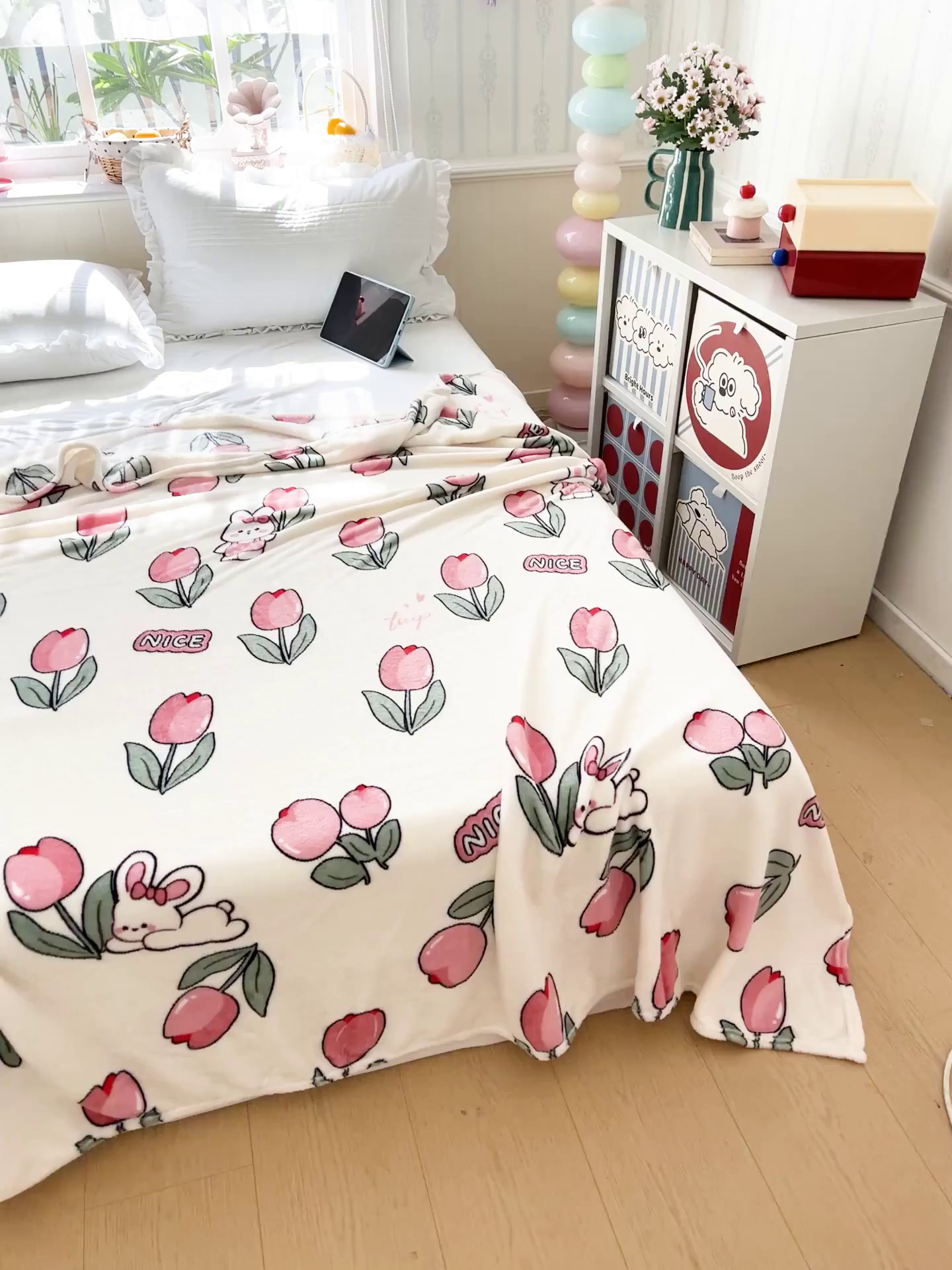 91家纺网 家纺一手货源 找家纺 悦织湾家纺 2026新款印花法兰绒毛毯牛奶绒盖毯春秋空调毯儿童床单小被子 郁金香