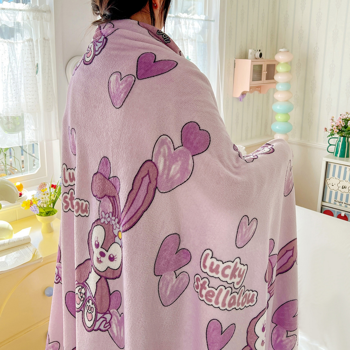 91家纺网 家纺一手货源 找家纺 悦织湾家纺 2026新款印花法兰绒毛毯牛奶绒盖毯春秋空调毯儿童床单小被子 幸运兔