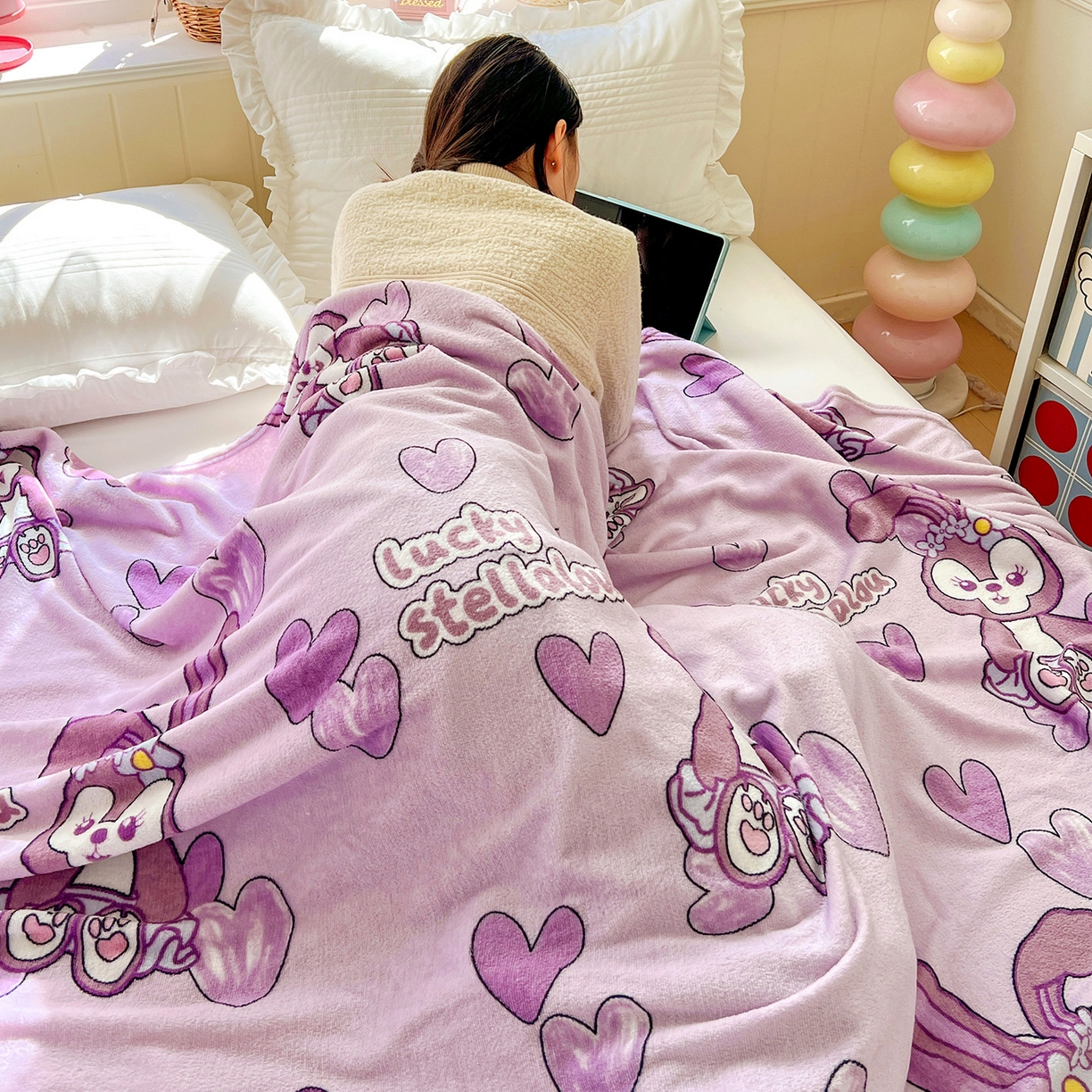 91家纺网 家纺一手货源 找家纺 悦织湾家纺 2026新款印花法兰绒毛毯牛奶绒盖毯春秋空调毯儿童床单小被子 幸运兔