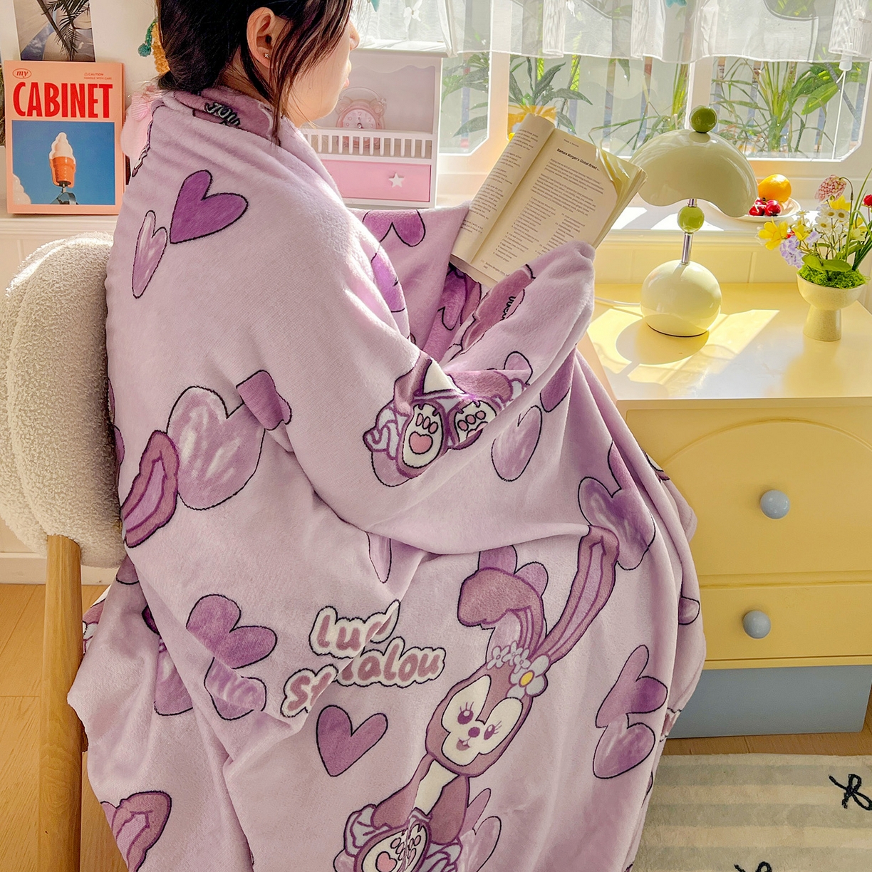 91家纺网 家纺一手货源 找家纺 悦织湾家纺 2026新款印花法兰绒毛毯牛奶绒盖毯春秋空调毯儿童床单小被子 幸运兔