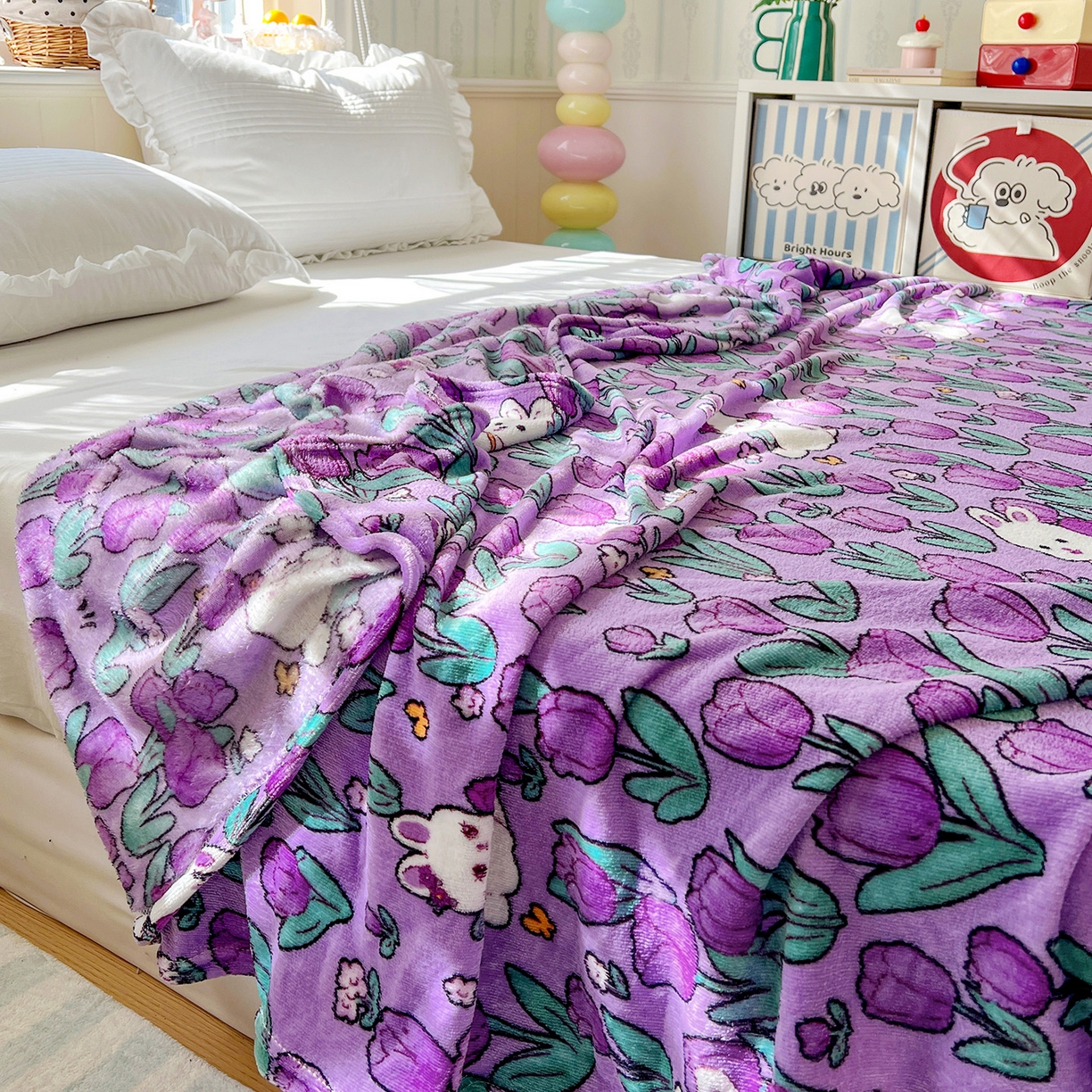 91家纺网 家纺一手货源 找家纺 悦织湾家纺 2026新款印花法兰绒毛毯牛奶绒盖毯春秋空调毯儿童床单小被子 丛林