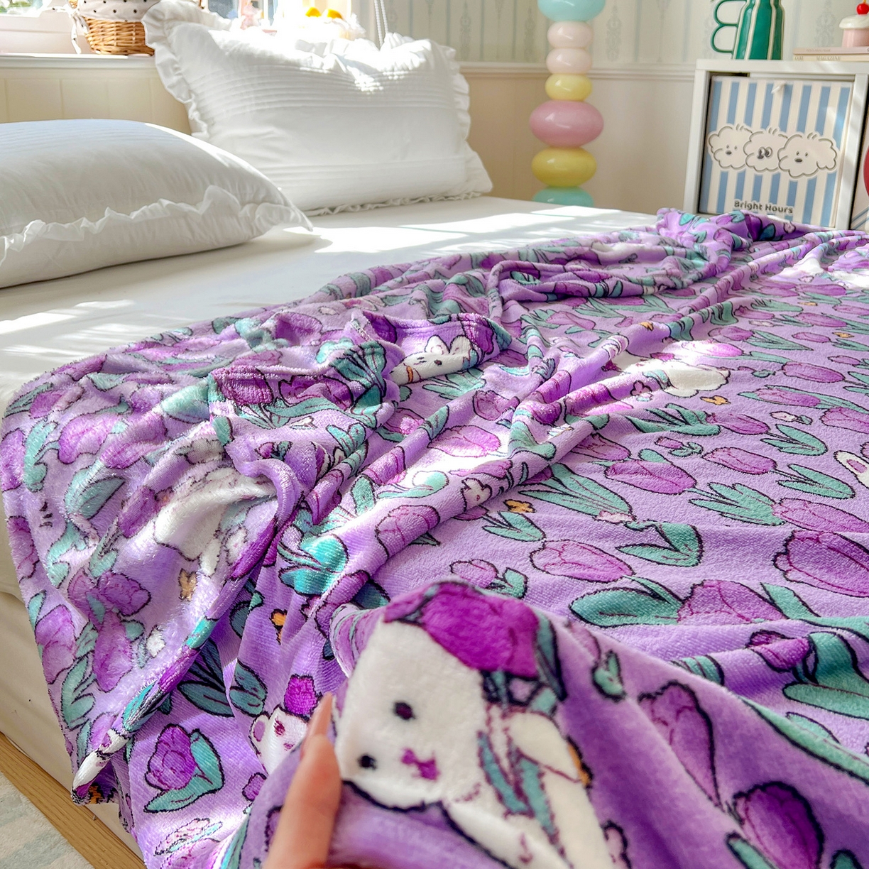 91家纺网 家纺一手货源 找家纺 悦织湾家纺 2026新款印花法兰绒毛毯牛奶绒盖毯春秋空调毯儿童床单小被子 丛林