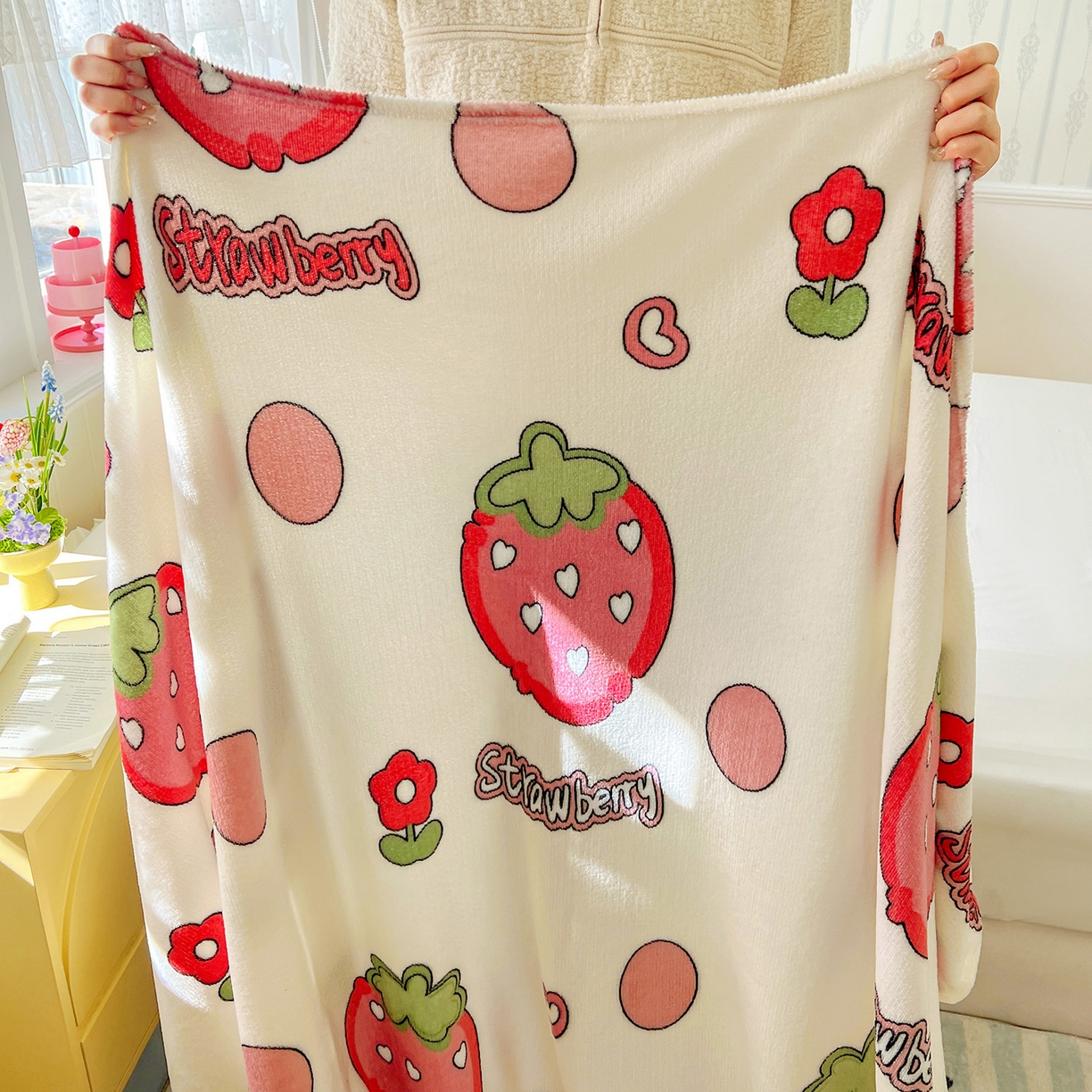 91家纺网 家纺一手货源 找家纺 悦织湾家纺 2026新款印花法兰绒毛毯牛奶绒盖毯春秋空调毯儿童床单小被子 甜蜜