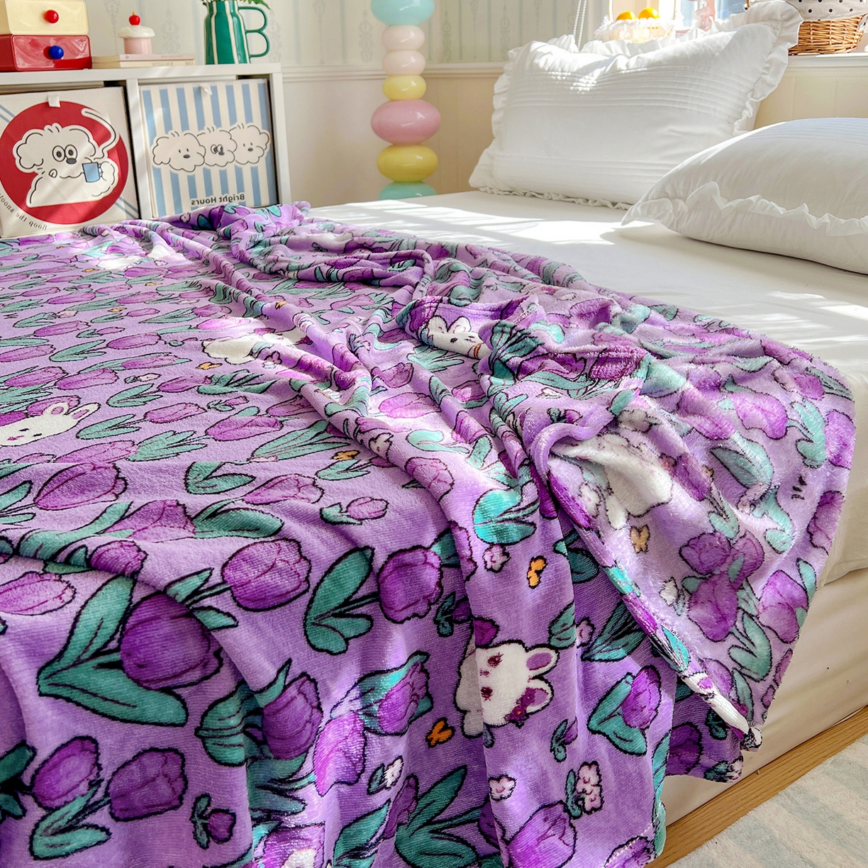 91家纺网 家纺一手货源 找家纺 悦织湾家纺 2026新款印花法兰绒毛毯牛奶绒盖毯春秋空调毯儿童床单小被子 丛林