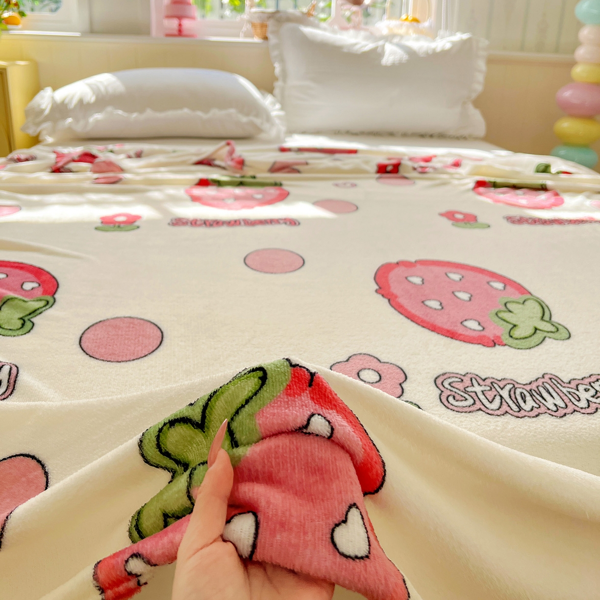 91家纺网 家纺一手货源 找家纺 悦织湾家纺 2026新款印花法兰绒毛毯牛奶绒盖毯春秋空调毯儿童床单小被子 甜蜜