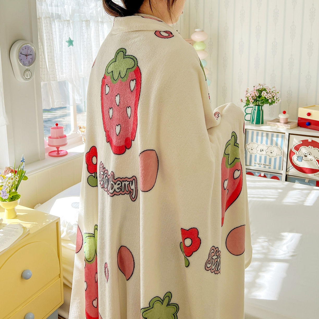 91家纺网 家纺一手货源 找家纺 悦织湾家纺 2026新款印花法兰绒毛毯牛奶绒盖毯春秋空调毯儿童床单小被子 甜蜜