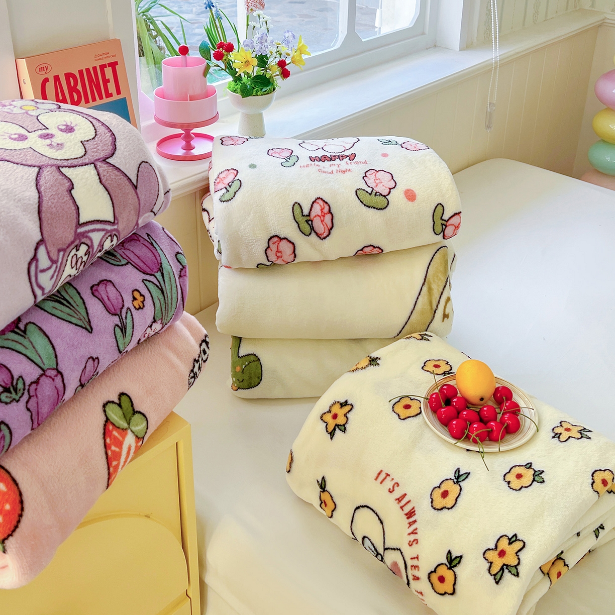 91家纺网 家纺一手货源 找家纺 悦织湾家纺 2026新款印花法兰绒毛毯牛奶绒盖毯春秋空调毯儿童床单小被子 组合图