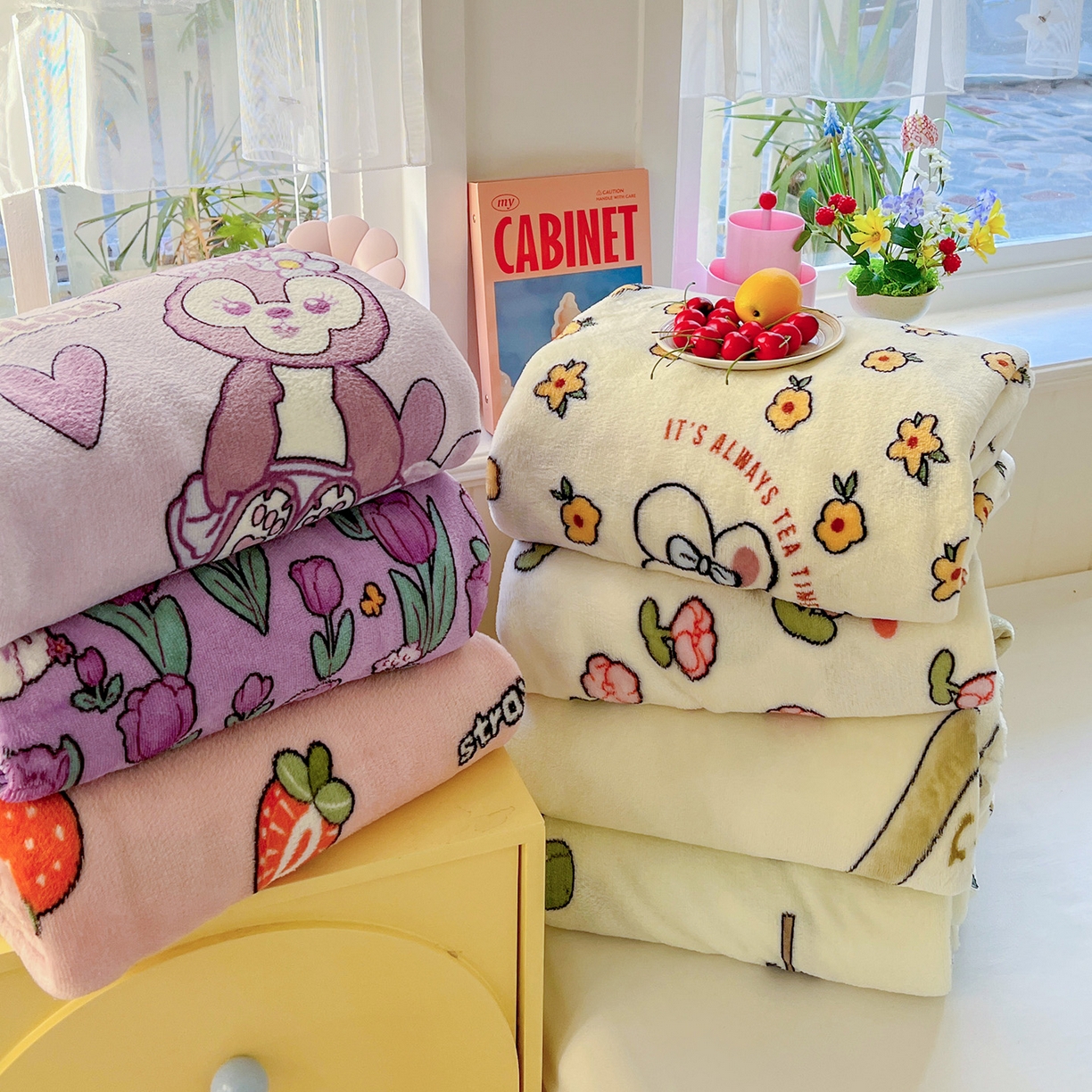 91家纺网 家纺一手货源 找家纺 悦织湾家纺 2026新款印花法兰绒毛毯牛奶绒盖毯春秋空调毯儿童床单小被子 组合图