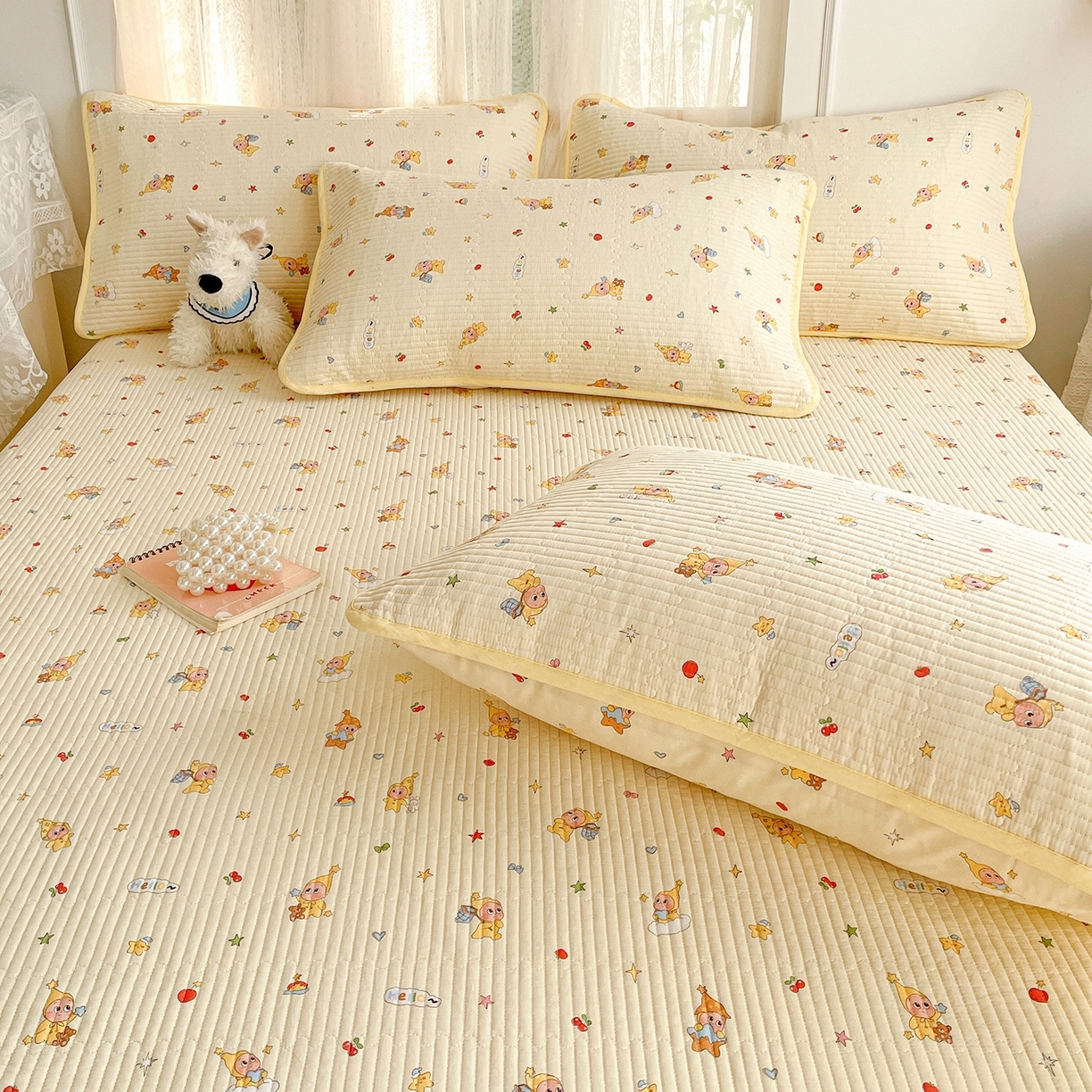 91家纺网 家纺一手货源 找家纺 （总）金丝兔 2026春夏新品全棉床盖三件套纯棉砂洗床盖榻榻米炕盖加厚碎花床单