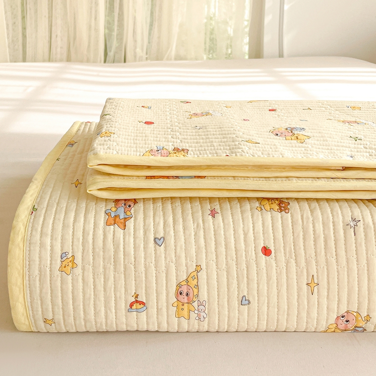 91家纺网 家纺一手货源 找家纺 （总）金丝兔 2026春夏新品全棉床盖三件套纯棉砂洗床盖榻榻米炕盖加厚碎花床单