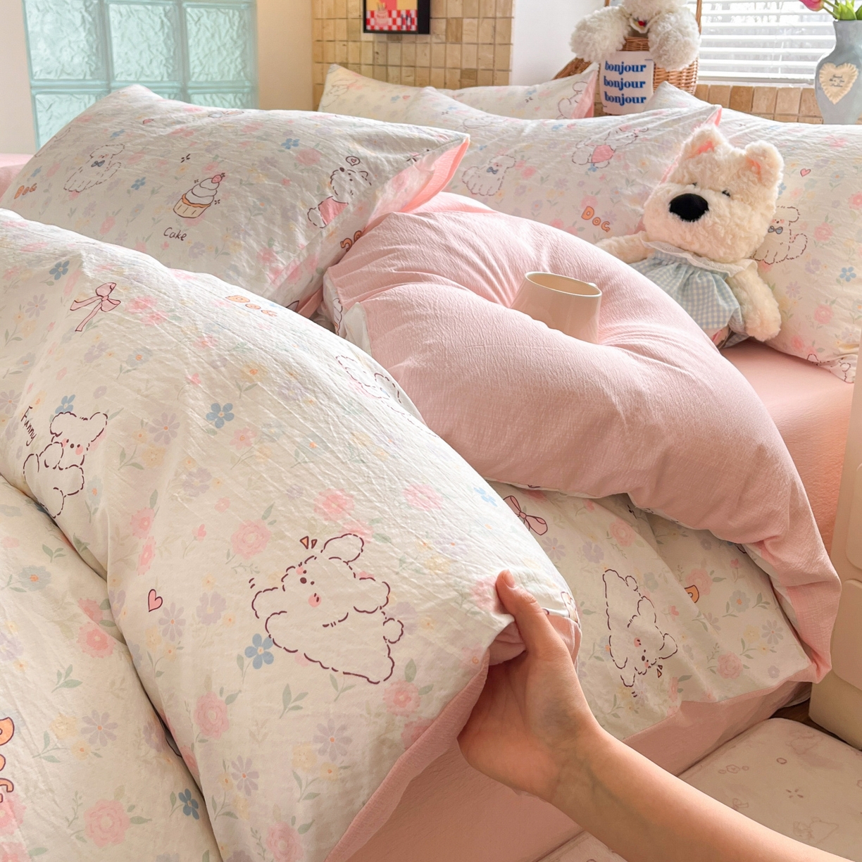 91家纺网 家纺一手货源 找家纺 （总）川悦生活 2026新款云感双层纱木棉四件套