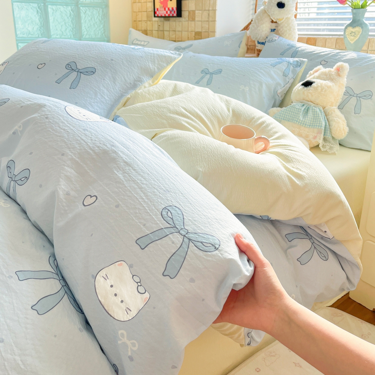 91家纺网 家纺一手货源 找家纺 （总）川悦生活 2026新款云感双层纱木棉四件套