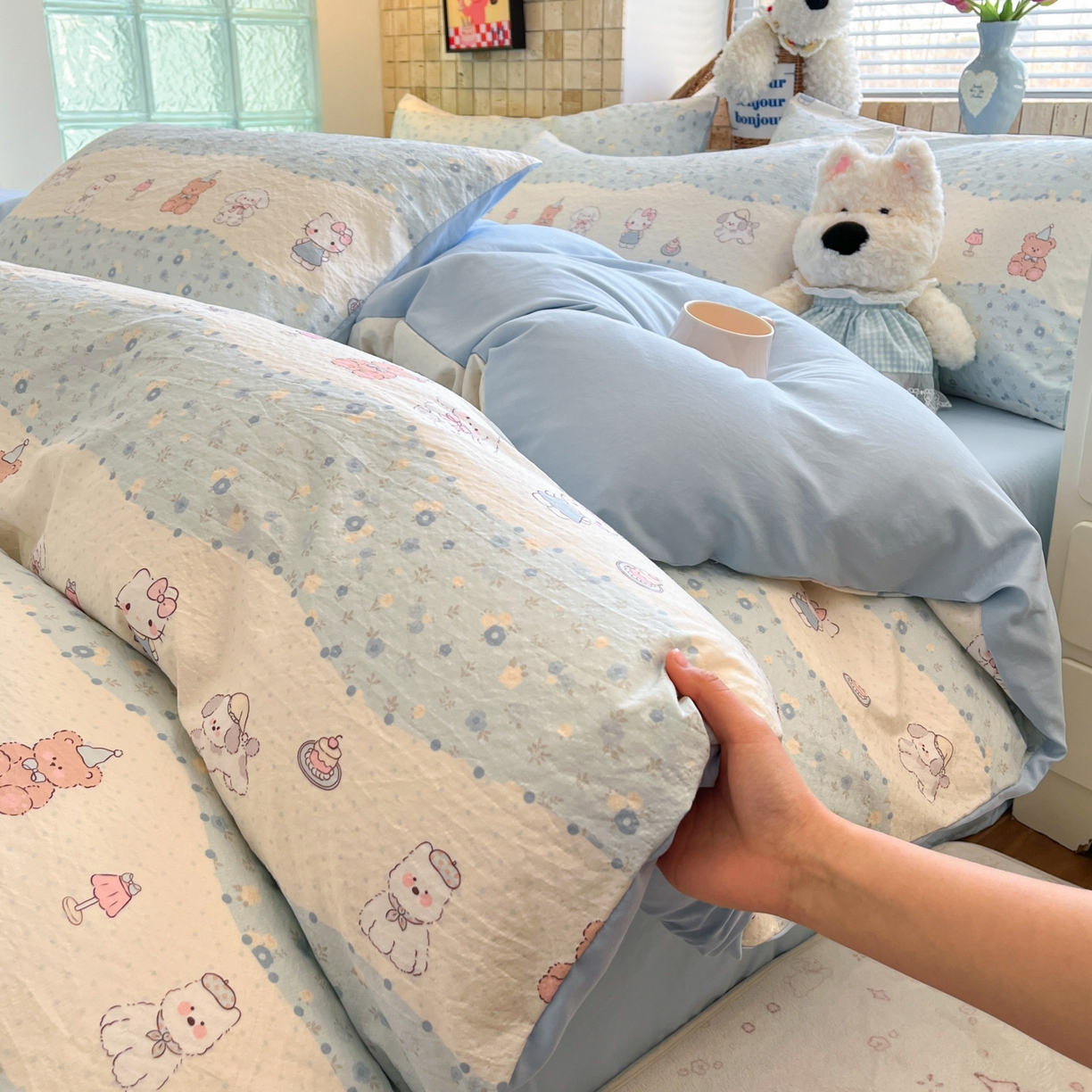 91家纺网 家纺一手货源 找家纺 （总）川悦生活 2026新款云感双层纱木棉四件套