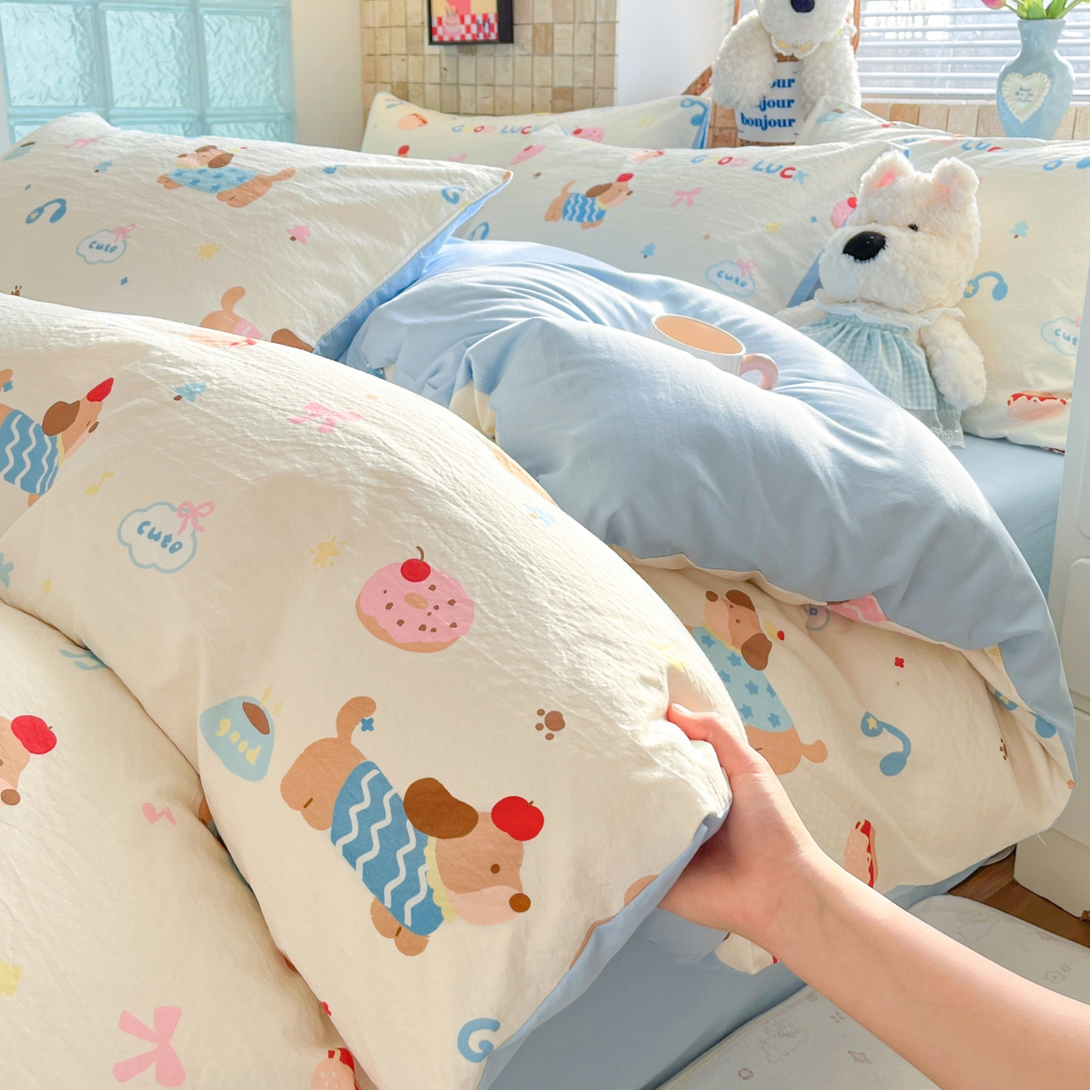 91家纺网 家纺一手货源 找家纺 （总）川悦生活 2026新款云感双层纱木棉四件套