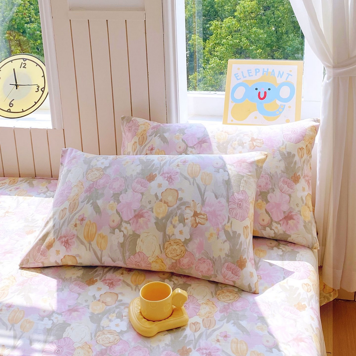 91家纺网 家纺一手货源 找家纺 悦织湾家纺 2026新款斜纹加厚水洗棉超细斜（加厚）木棉床单 床单-莫奈油画