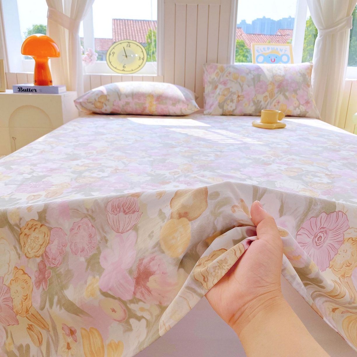 91家纺网 家纺一手货源 找家纺 悦织湾家纺 2026新款斜纹加厚水洗棉超细斜（加厚）木棉床单 床单-莫奈油画