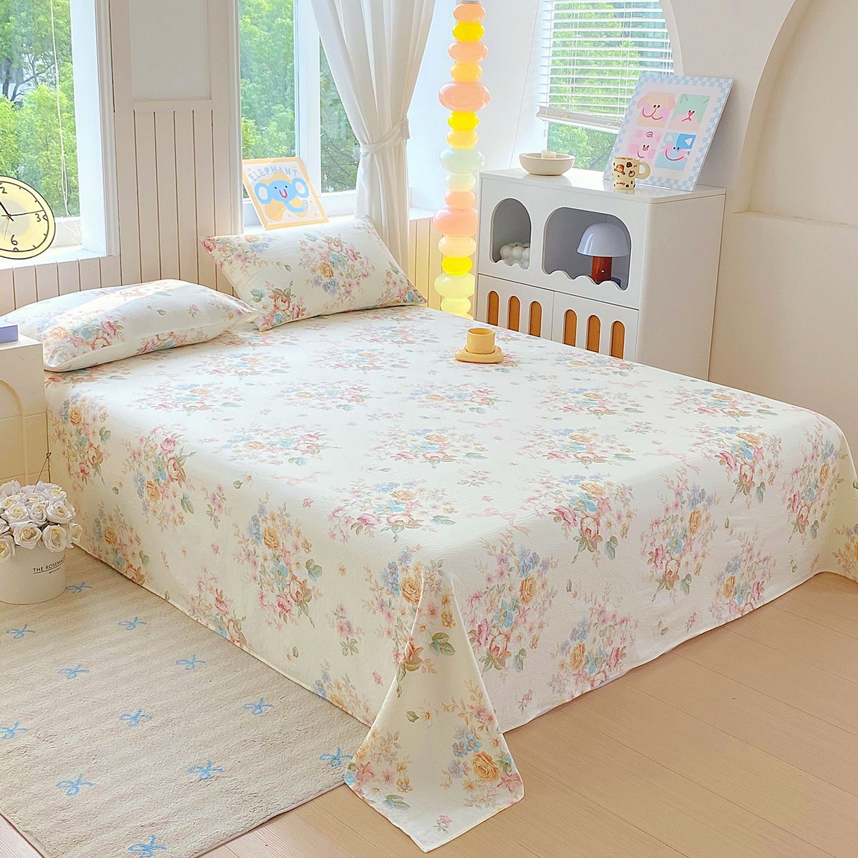 91家纺网 家纺一手货源 找家纺 悦织湾家纺 2026新款斜纹加厚水洗棉超细斜（加厚）木棉床单 床单-春和景明