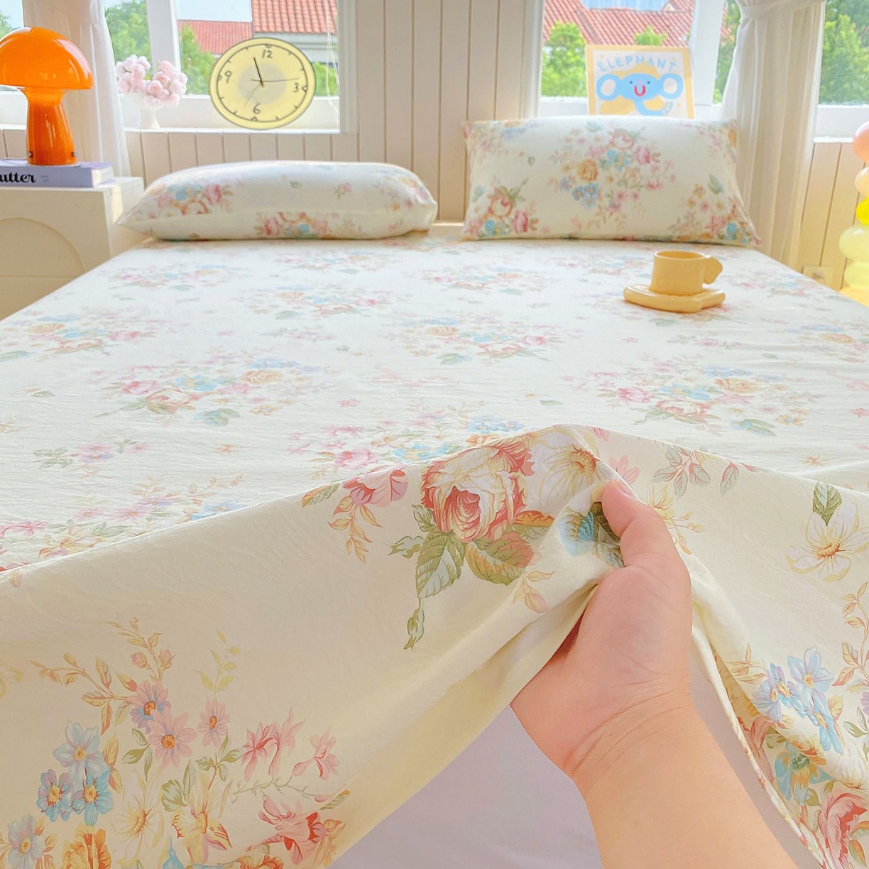 91家纺网 家纺一手货源 找家纺 悦织湾家纺 2026新款斜纹加厚水洗棉超细斜（加厚）木棉床单 床单-春和景明