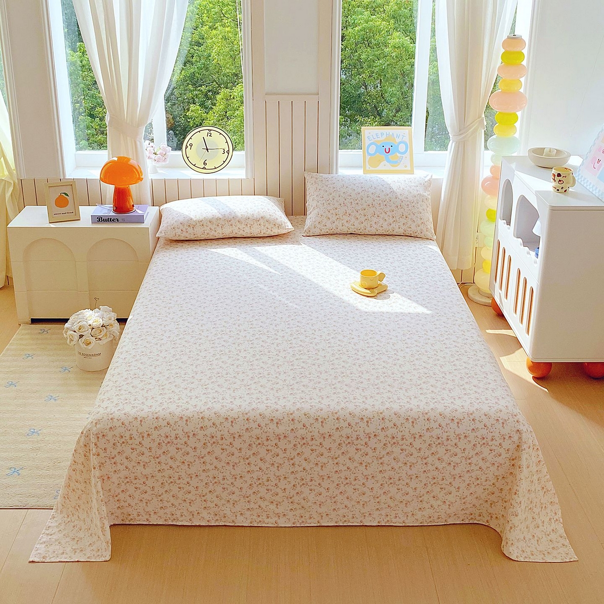 悦织湾家纺 2026新款斜纹加厚水洗棉超细斜（加厚）木棉床单 床单-粉嫣