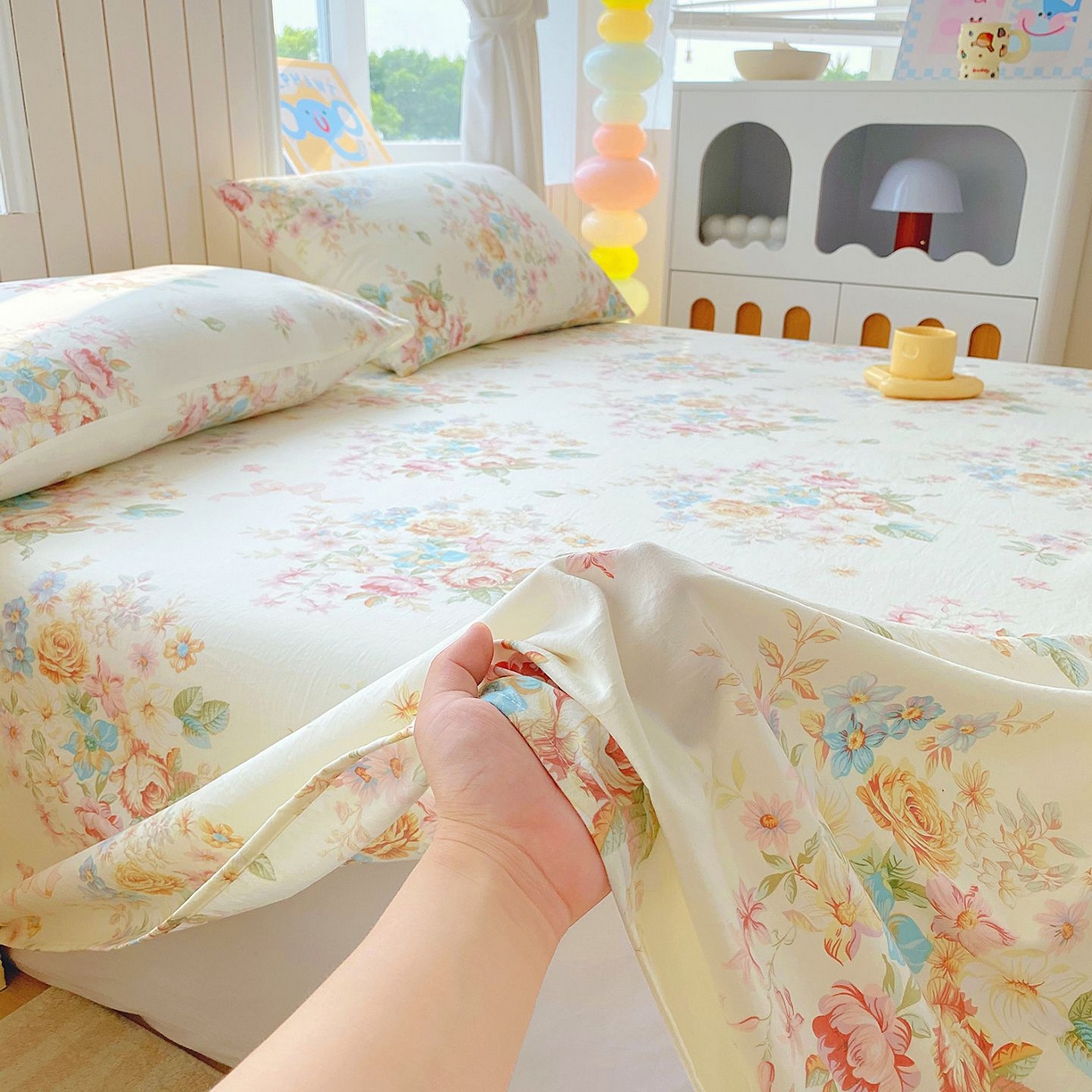 91家纺网 家纺一手货源 找家纺 悦织湾家纺 2026新款斜纹加厚水洗棉超细斜（加厚）木棉床单 床单-春和景明