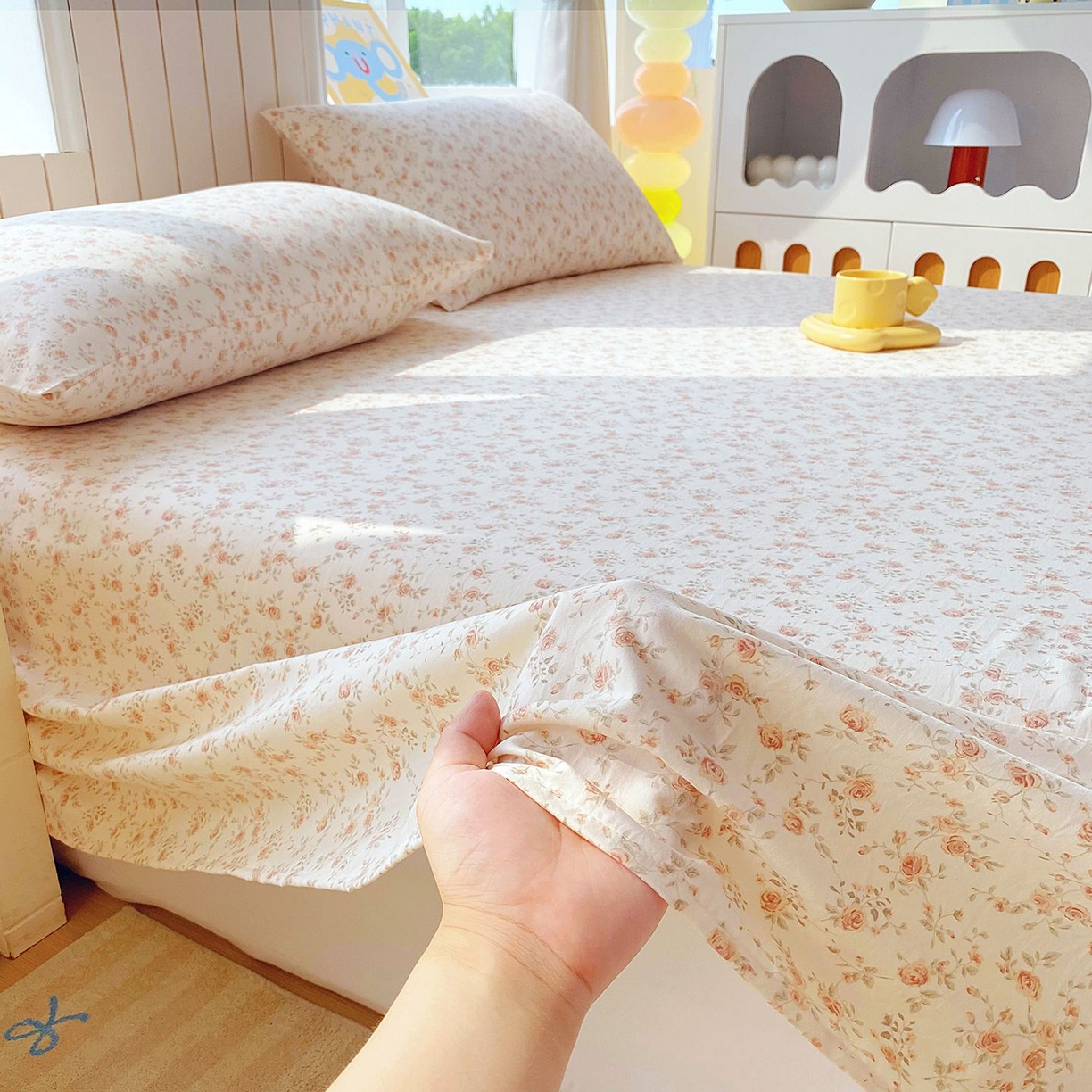 91家纺网 家纺一手货源 找家纺 悦织湾家纺 2026新款斜纹加厚水洗棉超细斜（加厚）木棉床单 床单-粉嫣