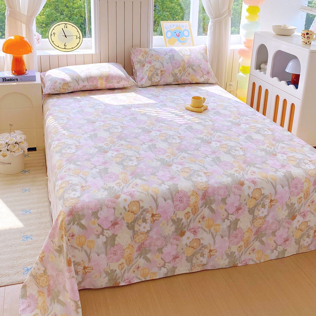 91家纺网 家纺一手货源 找家纺 悦织湾家纺 2026新款斜纹加厚水洗棉超细斜（加厚）木棉床单 床单-莫奈油画