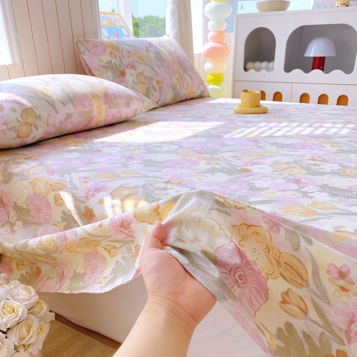 91家纺网 家纺一手货源 找家纺 悦织湾家纺 2026新款斜纹加厚水洗棉超细斜（加厚）木棉床单 床单-莫奈油画