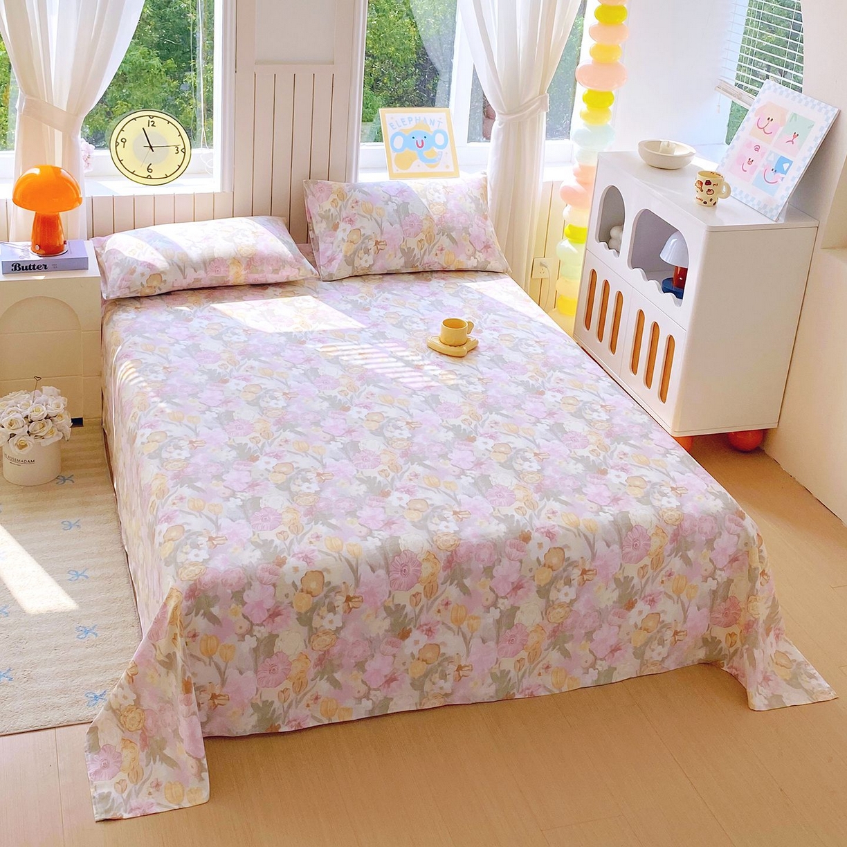 91家纺网 家纺一手货源 找家纺 悦织湾家纺 2026新款斜纹加厚水洗棉超细斜（加厚）木棉床单 床单-莫奈油画