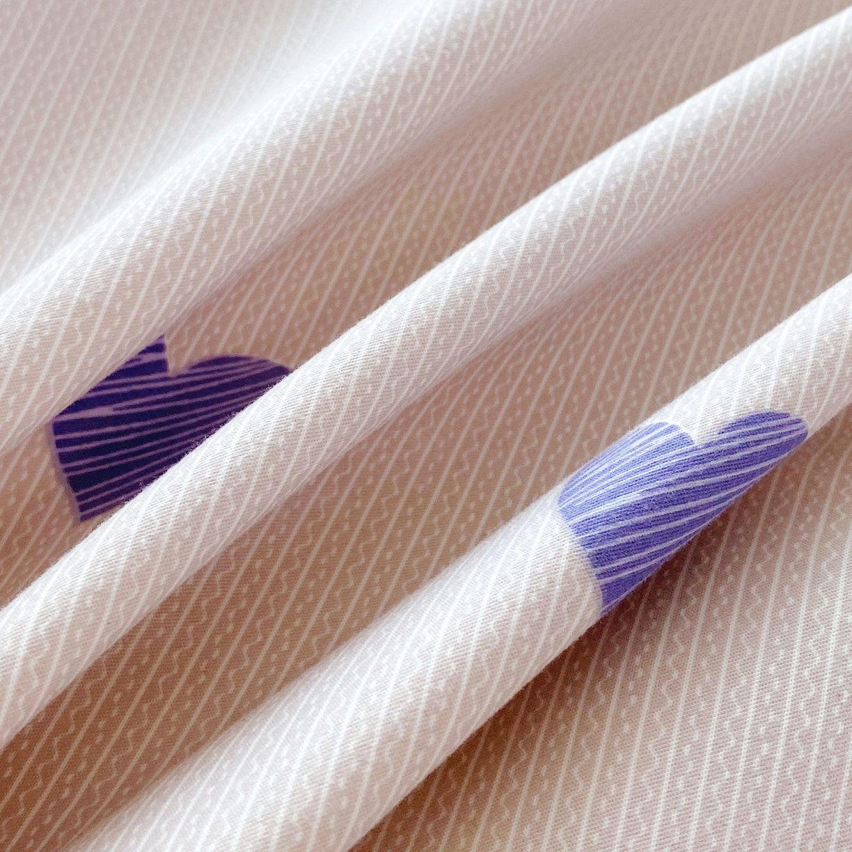 91家纺网 家纺一手货源 找家纺 悦织湾家纺 2026新款斜纹加厚水洗棉超细斜（加厚）木棉床单 床单-浪漫爱心