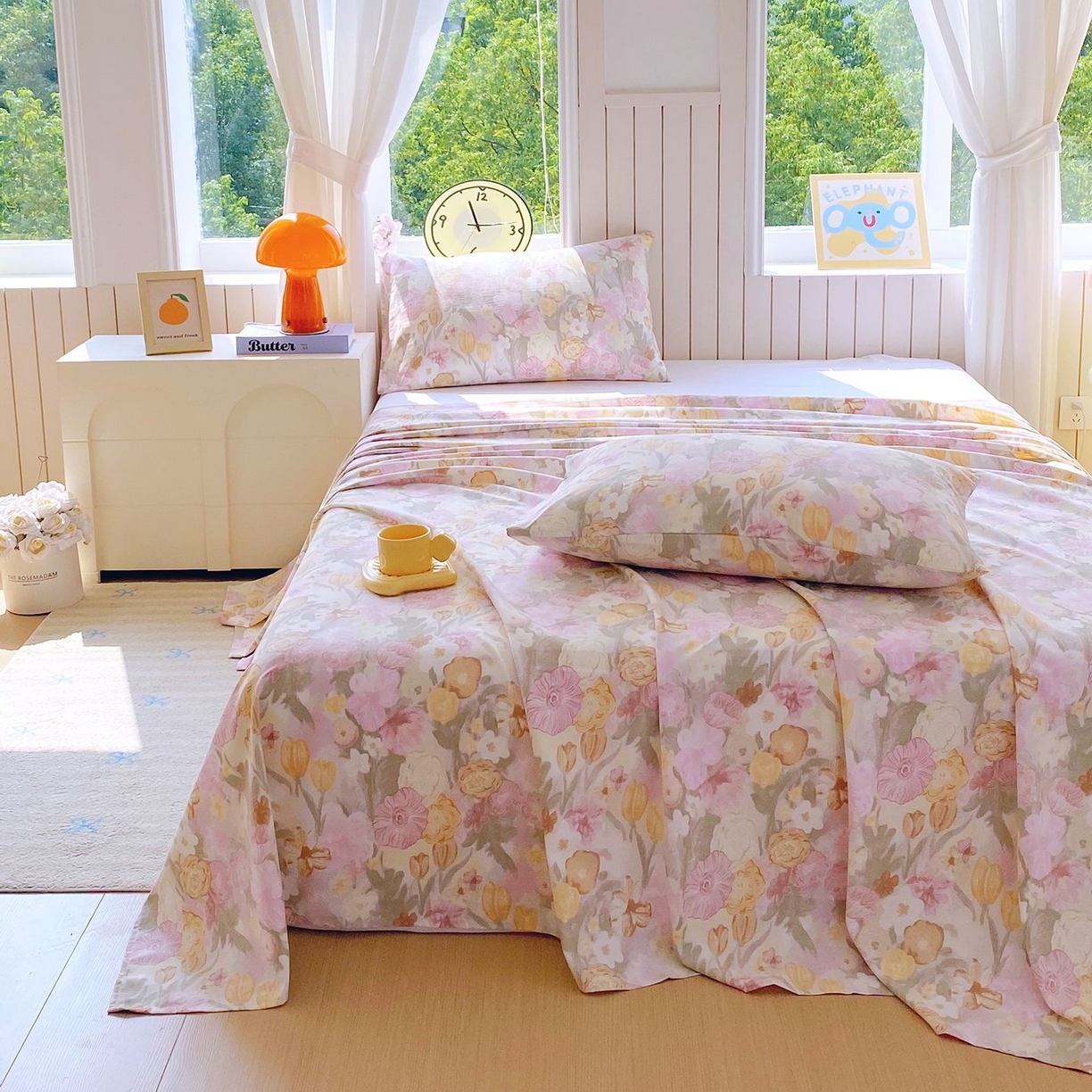 91家纺网 家纺一手货源 找家纺 悦织湾家纺 2026新款斜纹加厚水洗棉超细斜（加厚）木棉床单 床单-莫奈油画