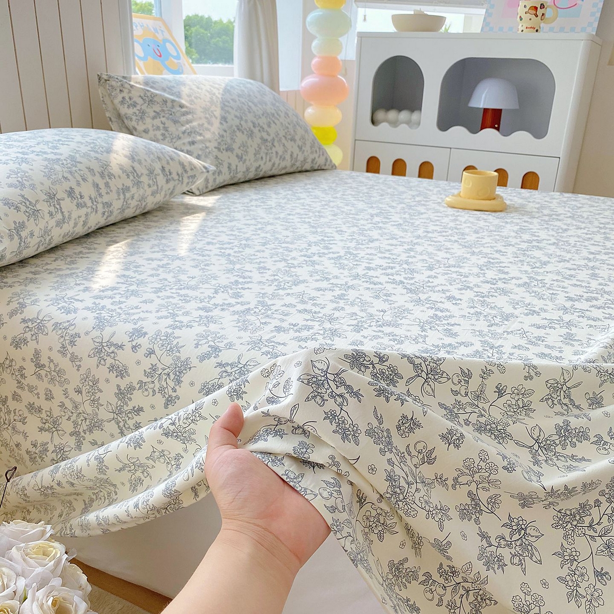 91家纺网 家纺一手货源 找家纺 悦织湾家纺 2026新款斜纹加厚水洗棉超细斜（加厚）木棉床单 床单-兰亭序