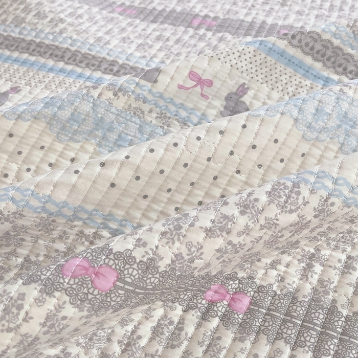 91家纺网 家纺一手货源 找家纺 （总）金丝兔 2025新款小清新斜纹纯棉床盖 全棉夹棉床盖 床盖三件套 榻榻米抗盖绗缝加厚床单