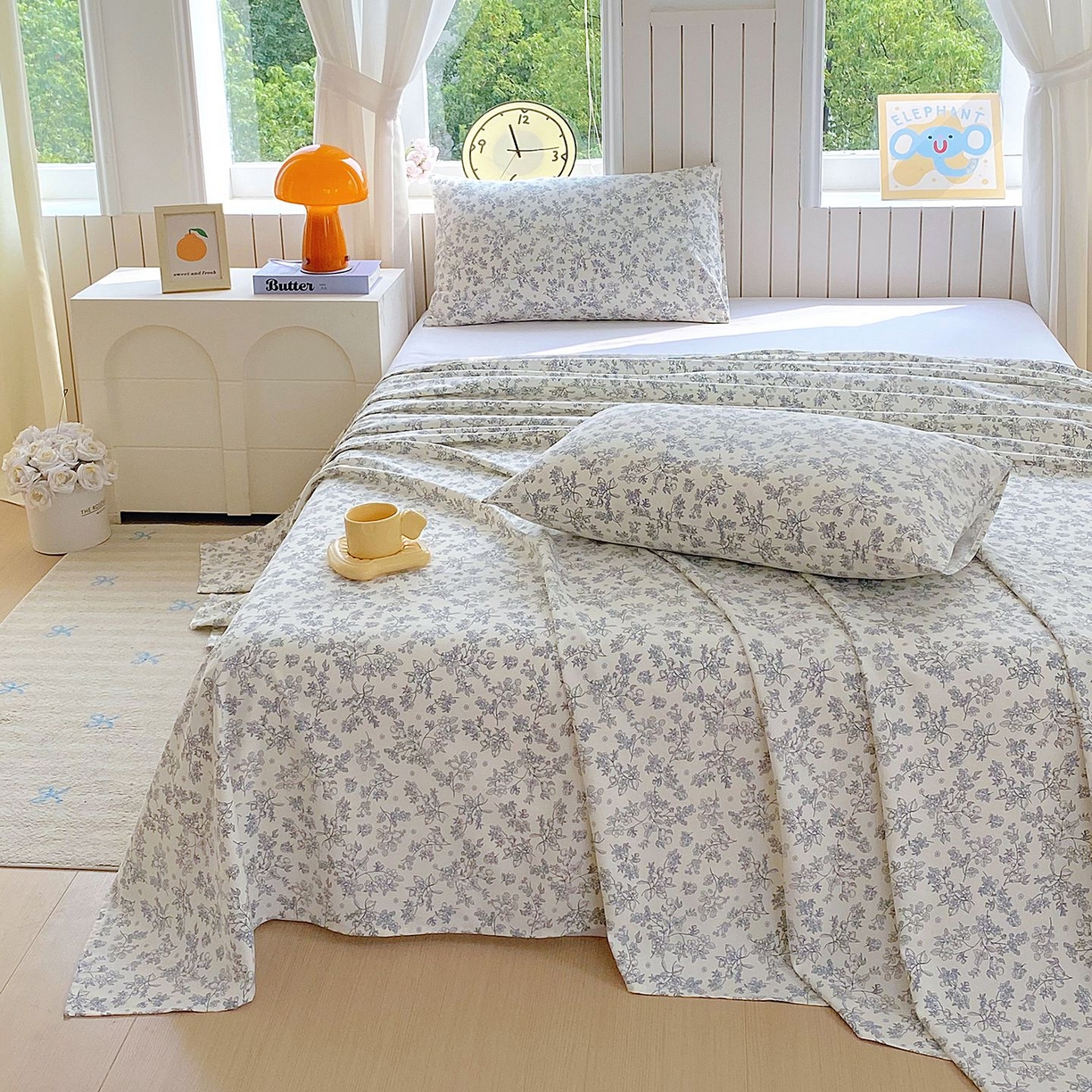 91家纺网 家纺一手货源 找家纺 悦织湾家纺 2026新款斜纹加厚水洗棉超细斜（加厚）木棉床单 床单-兰亭序