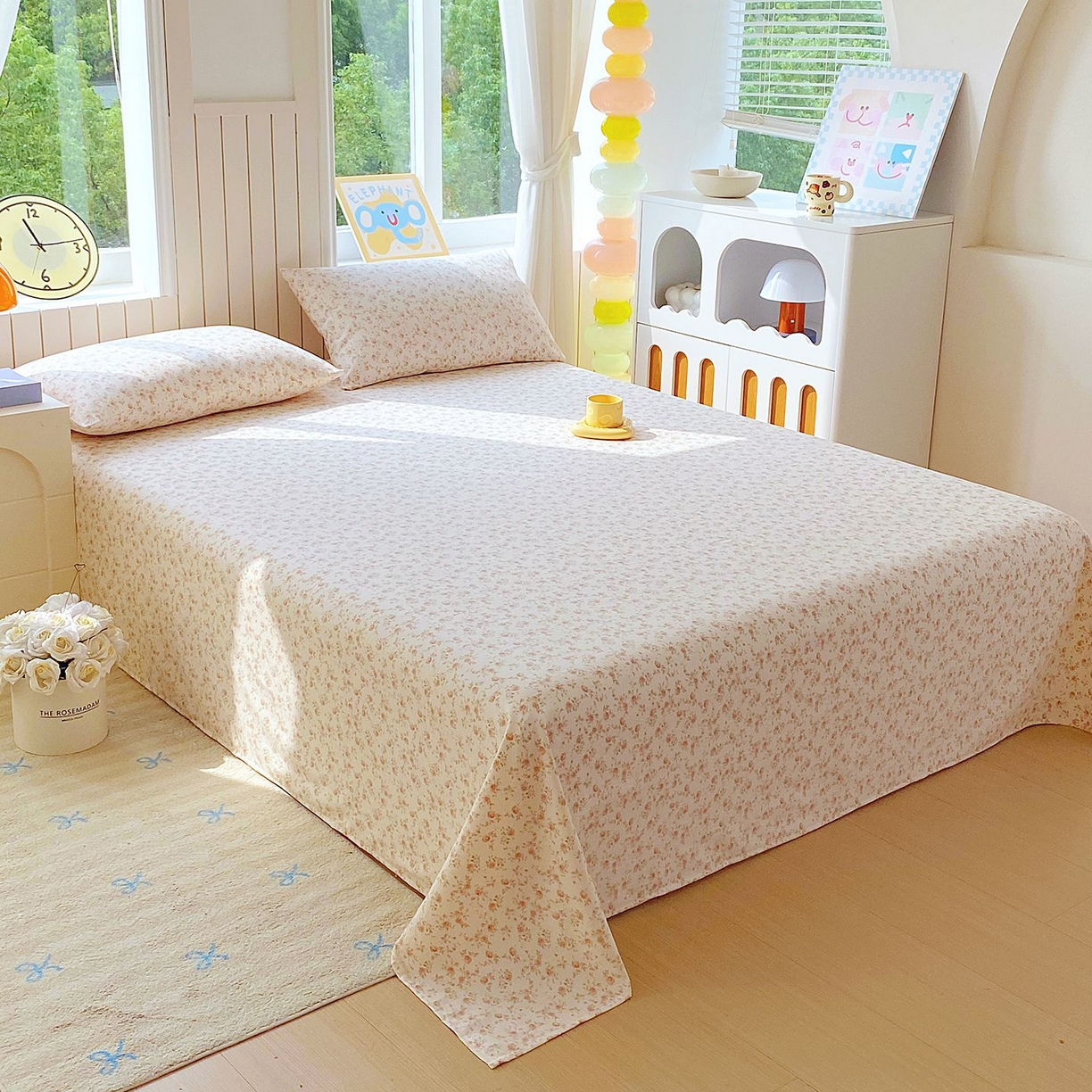 91家纺网 家纺一手货源 找家纺 悦织湾家纺 2026新款斜纹加厚水洗棉超细斜（加厚）木棉床单 床单-粉嫣