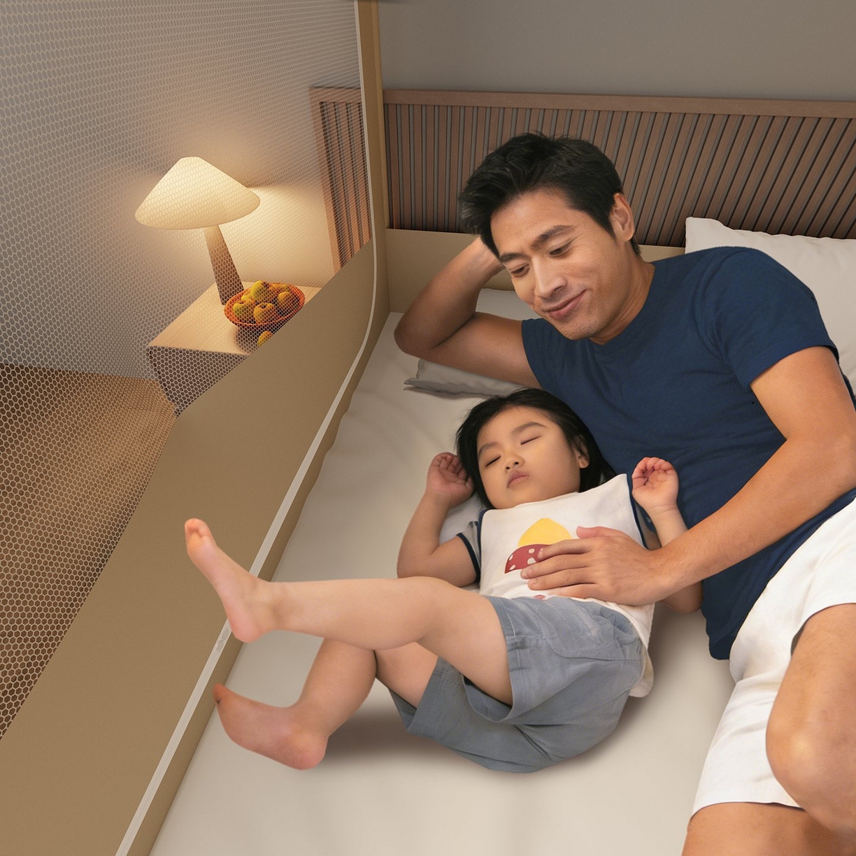 91家纺网 家纺一手货源 找家纺 星际优品 2026新款坐床蚊帐可拆卸全棉底加厚双股双丝防猫抓帐纱-格调款 格调-暖黄