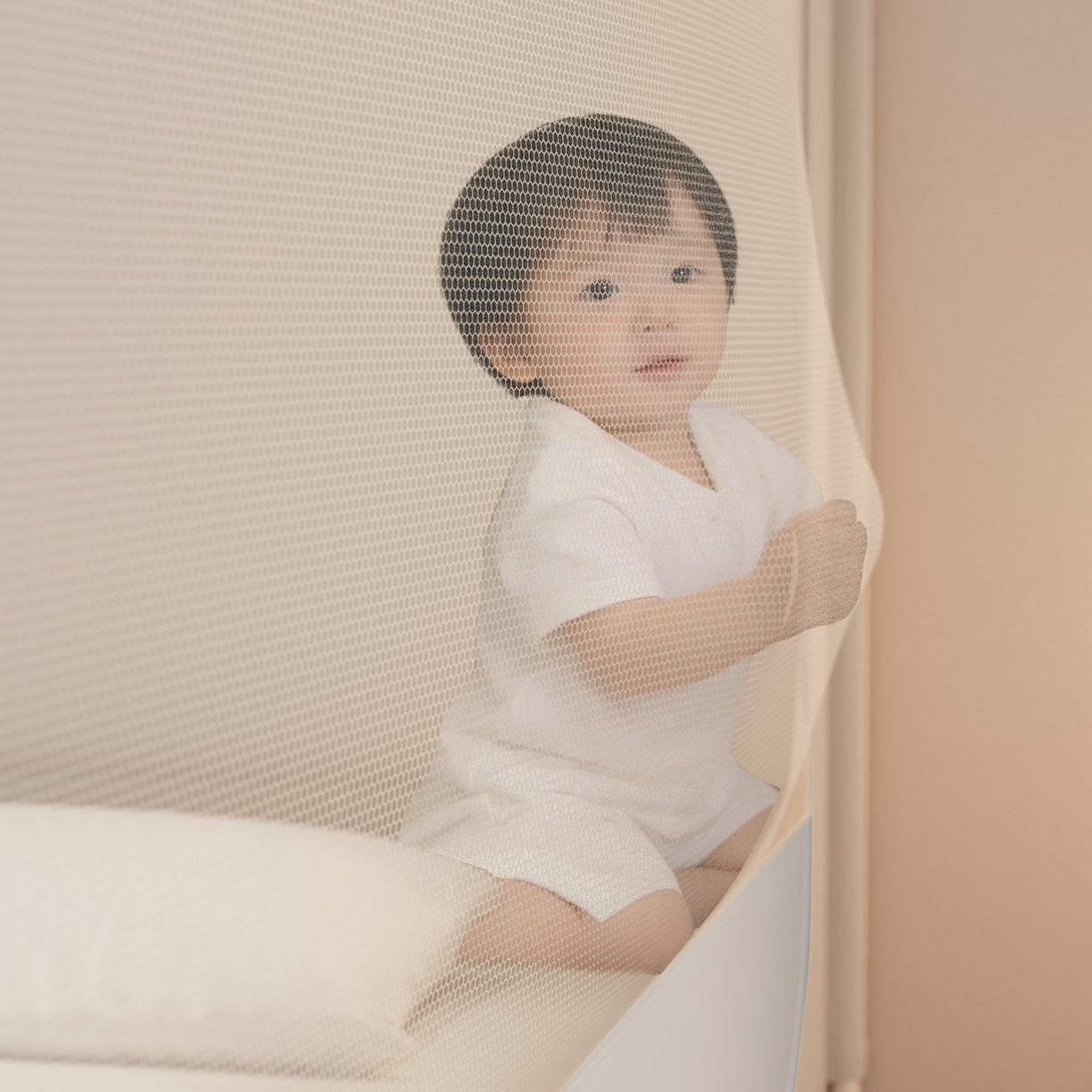 91家纺网 家纺一手货源 找家纺 星际优品 2026新款坐床蚊帐可拆卸全棉底加厚双股双丝防猫抓帐纱-吊钻款 吊钻款-米色