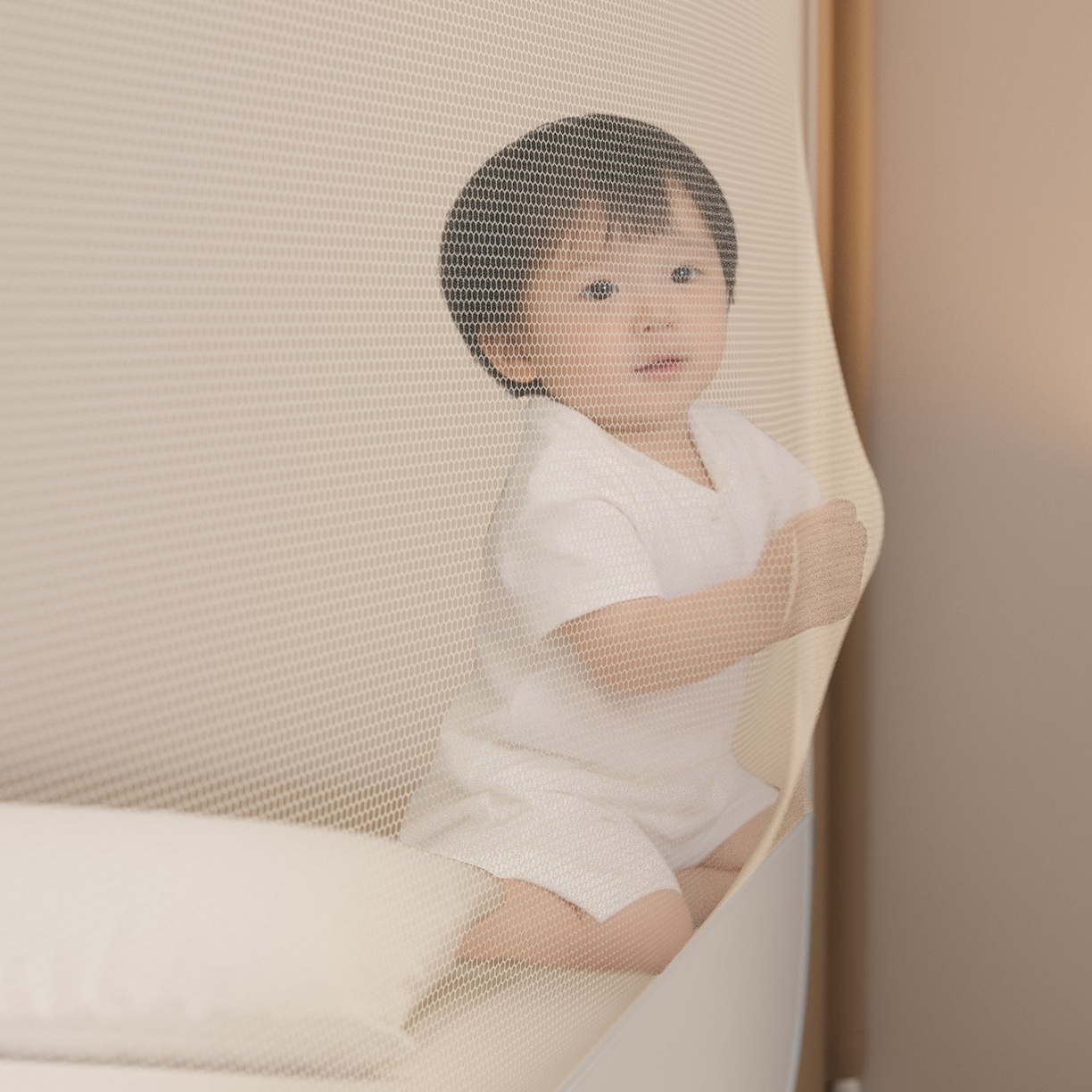 91家纺网 家纺一手货源 找家纺 星际优品 2026新款坐床蚊帐可拆卸全棉底加厚双股双丝防猫抓帐纱-吊钻款 吊钻款-暖黄