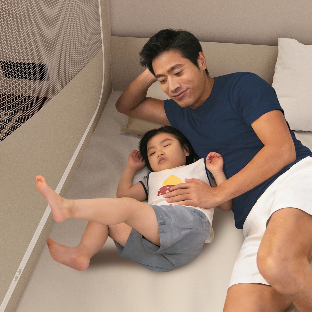 91家纺网 家纺一手货源 找家纺 星际优品 2026新款坐床蚊帐可拆卸全棉底加厚双股双丝防猫抓帐纱-吊钻款 吊钻款-米色