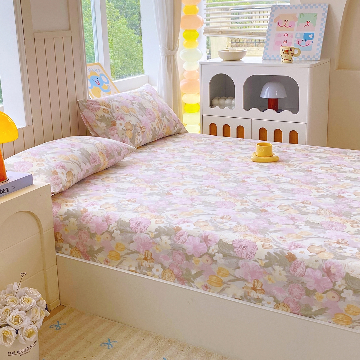 91家纺网 家纺一手货源 找家纺 悦织湾家纺 2026新款斜纹加厚水洗棉超细斜（加厚）木棉床笠-席梦思保护套 床笠-莫奈油画