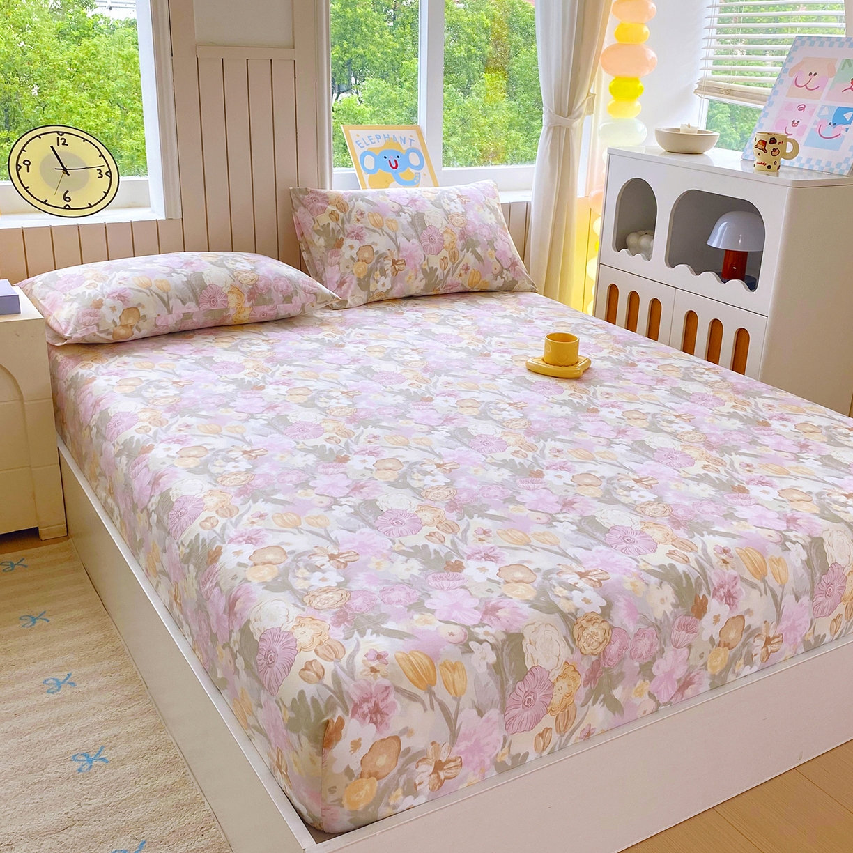 91家纺网 家纺一手货源 找家纺 悦织湾家纺 2026新款斜纹加厚水洗棉超细斜（加厚）木棉床笠-席梦思保护套 床笠-莫奈油画