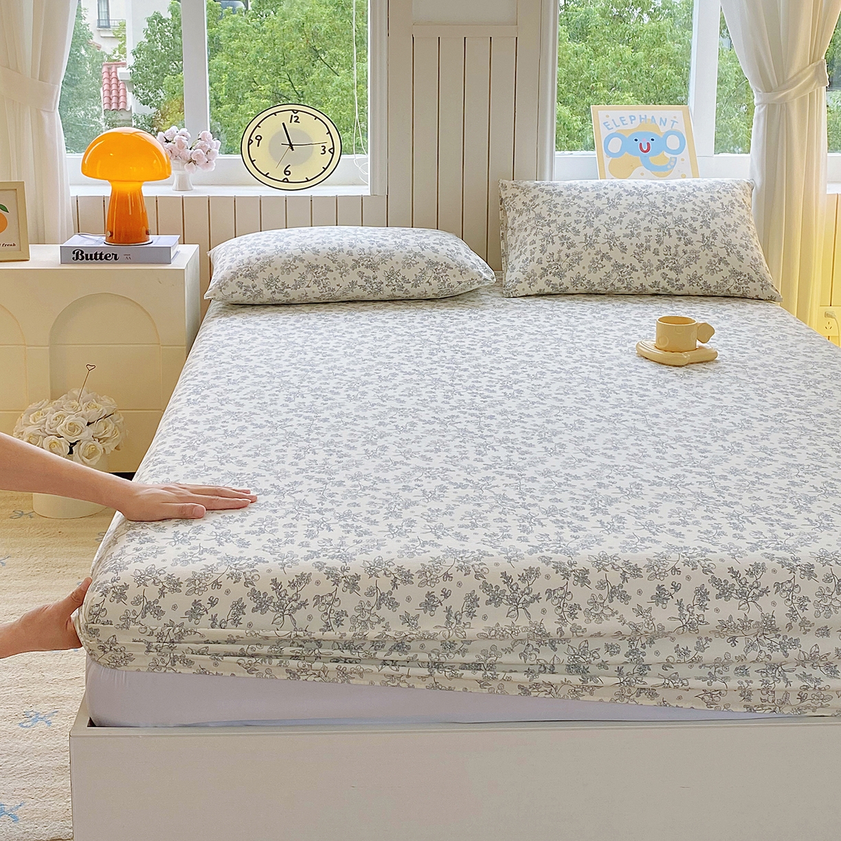 91家纺网 家纺一手货源 找家纺 悦织湾家纺 2026新款斜纹加厚水洗棉超细斜（加厚）木棉床笠-席梦思保护套 床笠-兰亭序