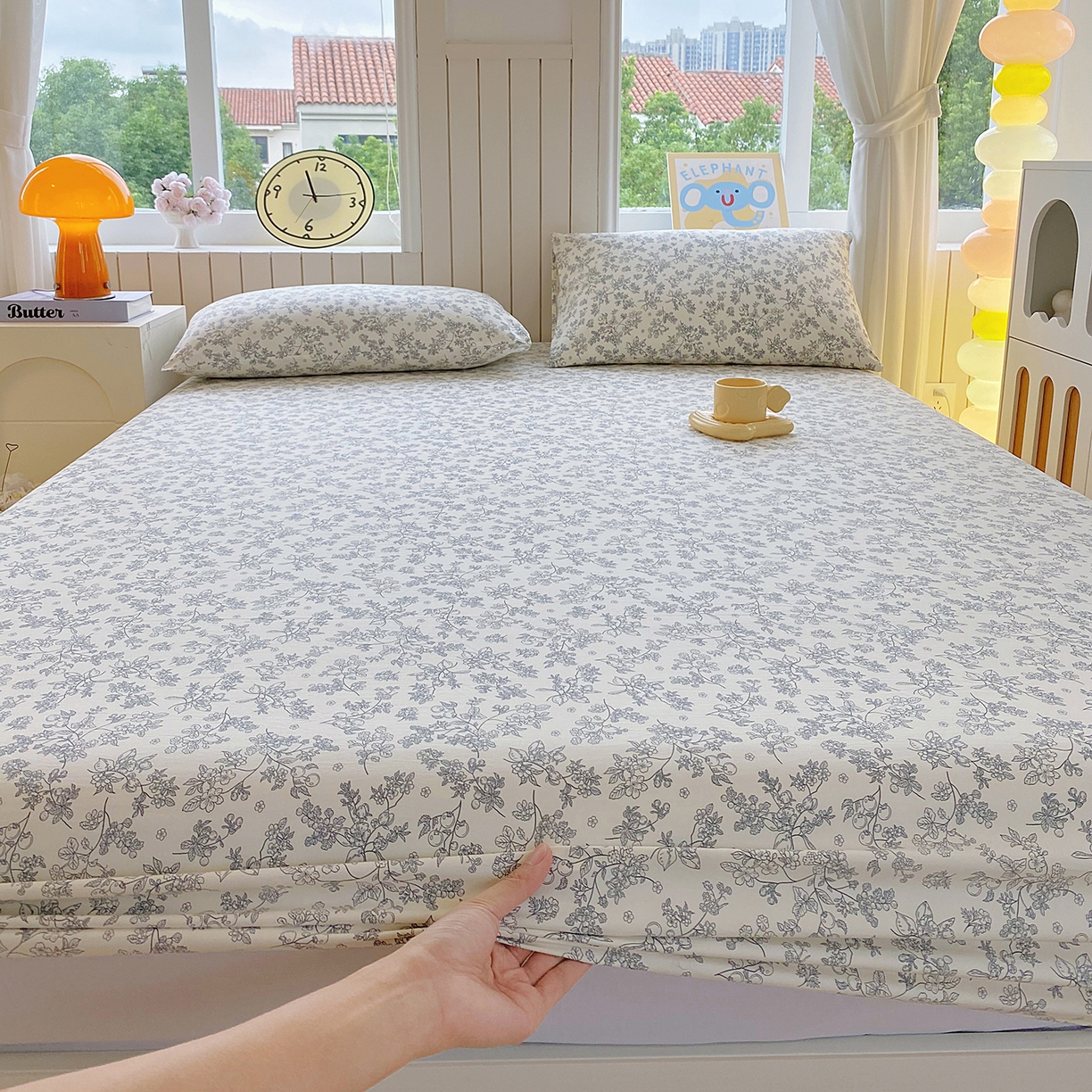 91家纺网 家纺一手货源 找家纺 悦织湾家纺 2026新款斜纹加厚水洗棉超细斜（加厚）木棉床笠-席梦思保护套 床笠-兰亭序