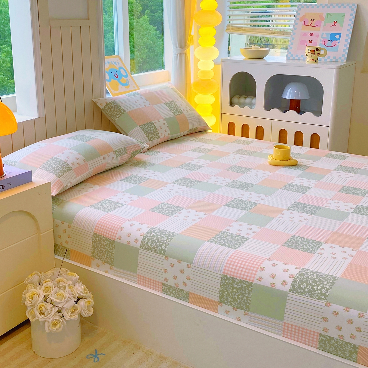 91家纺网 家纺一手货源 找家纺 悦织湾家纺 2026新款斜纹加厚水洗棉超细斜（加厚）木棉床笠-席梦思保护套 床笠-半亩花田