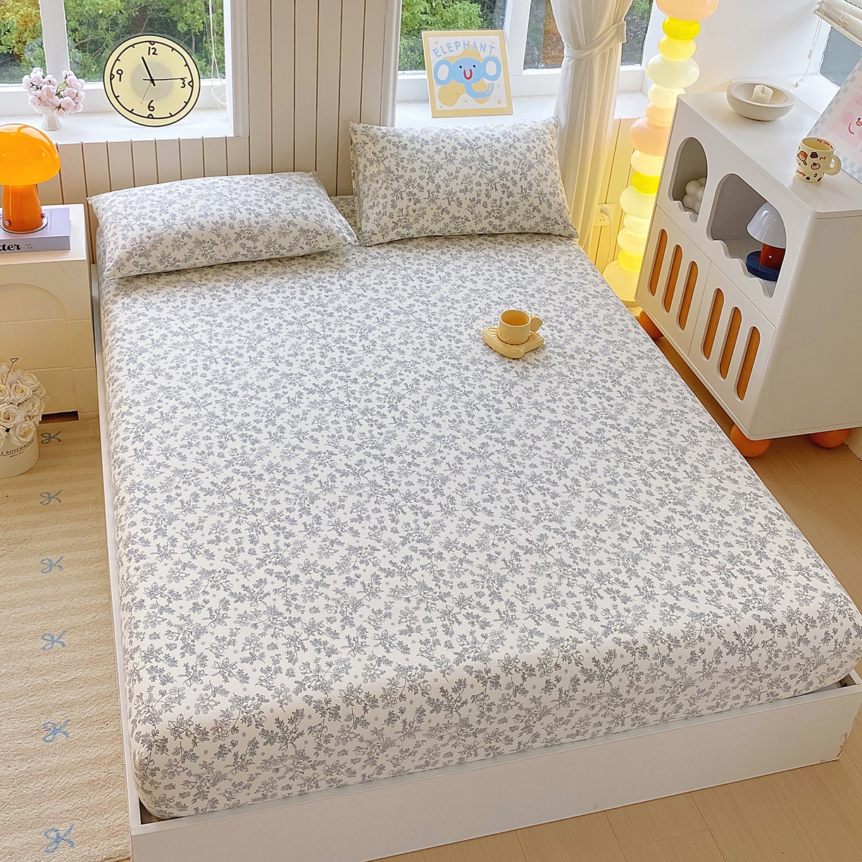 91家纺网 家纺一手货源 找家纺 悦织湾家纺 2026新款斜纹加厚水洗棉超细斜（加厚）木棉床笠-席梦思保护套 床笠-兰亭序